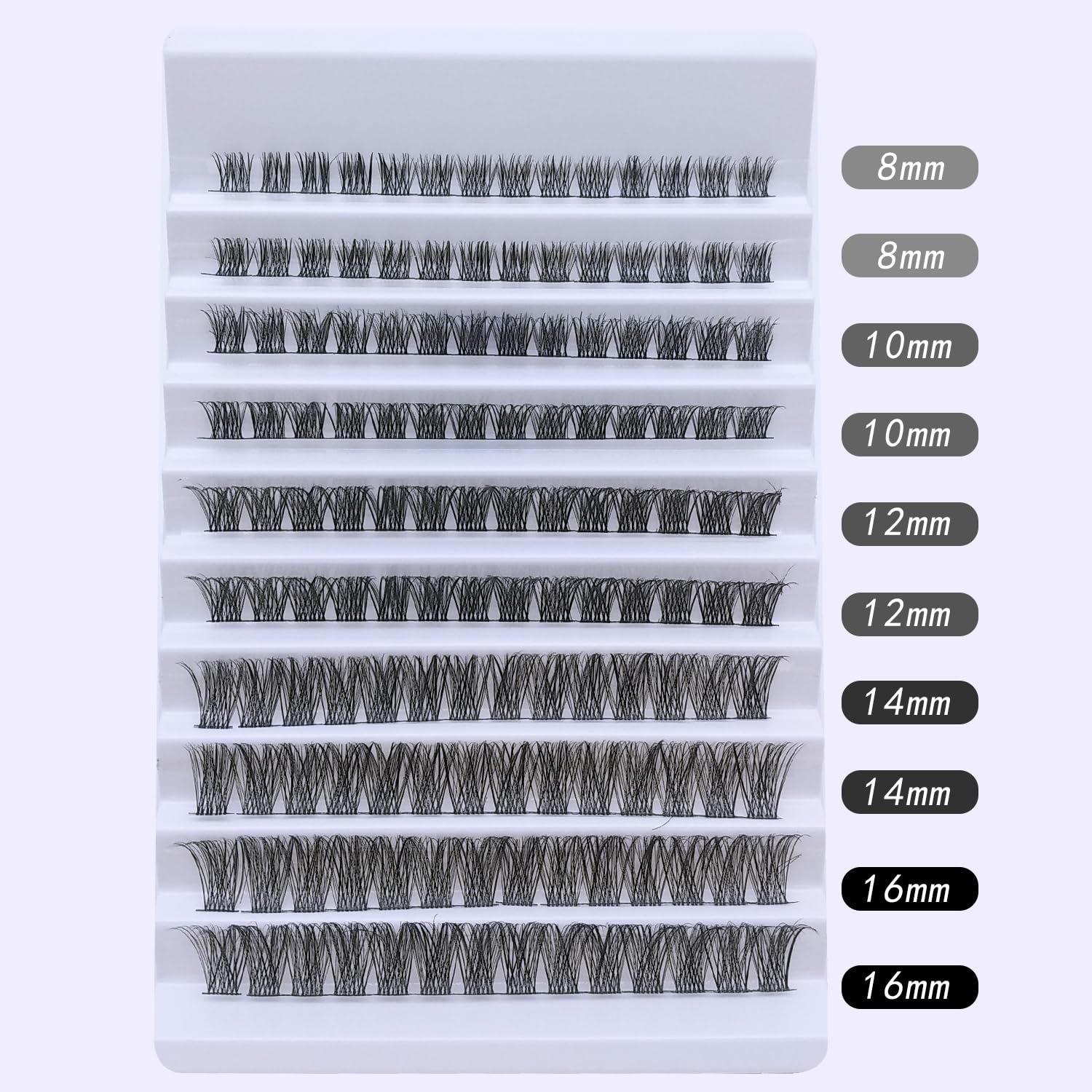 Extensiones de pestañas individuales en racimo naturales de 0.315 a 0.630 pulgadas, extensiones de pestañas individuales en casa, 140 unidades de