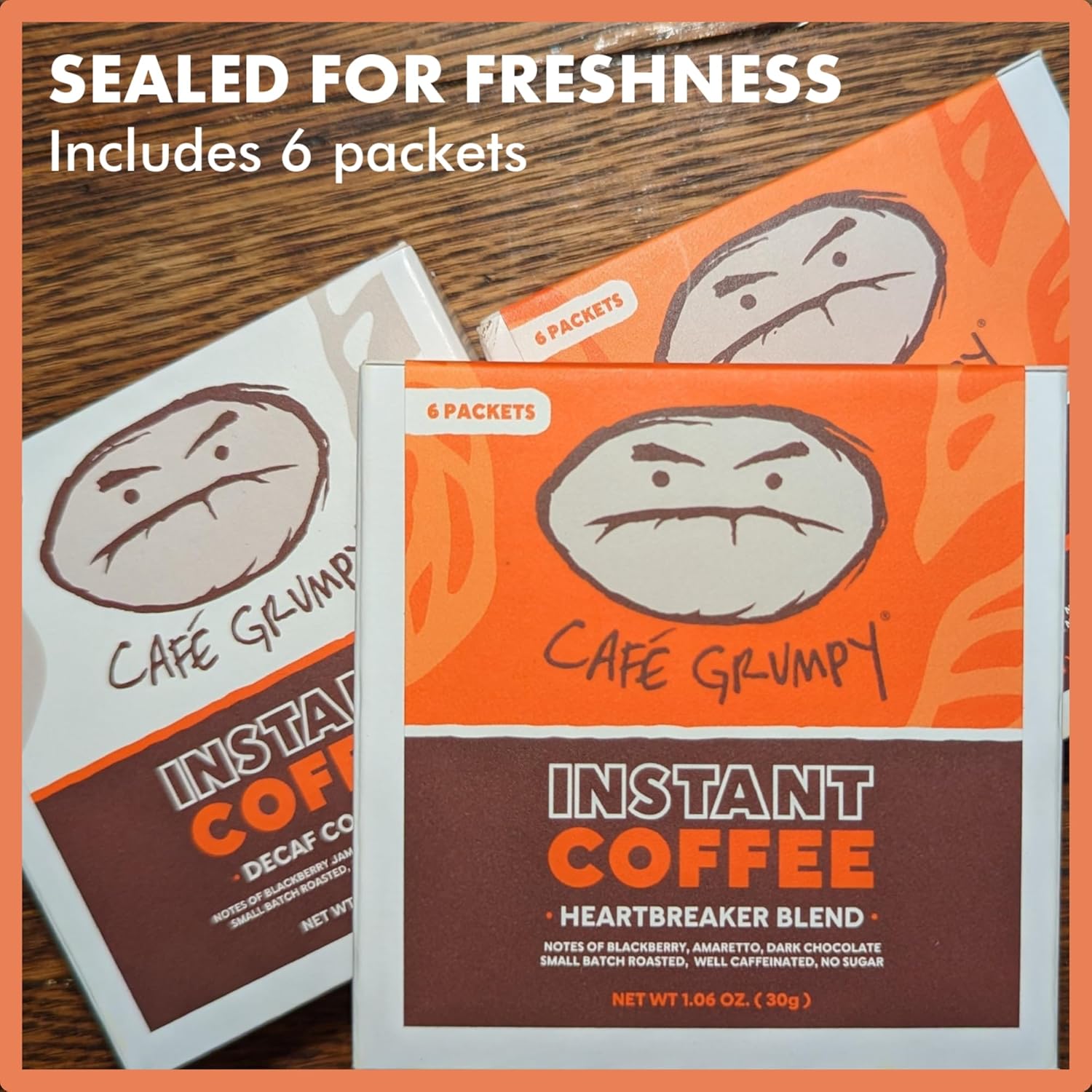 Café Grumpy – Café instantáneo de una sola porción – Descafeinado procesado con agua suiza – Tostado medio – Sabor a granos arábica molidos frescos