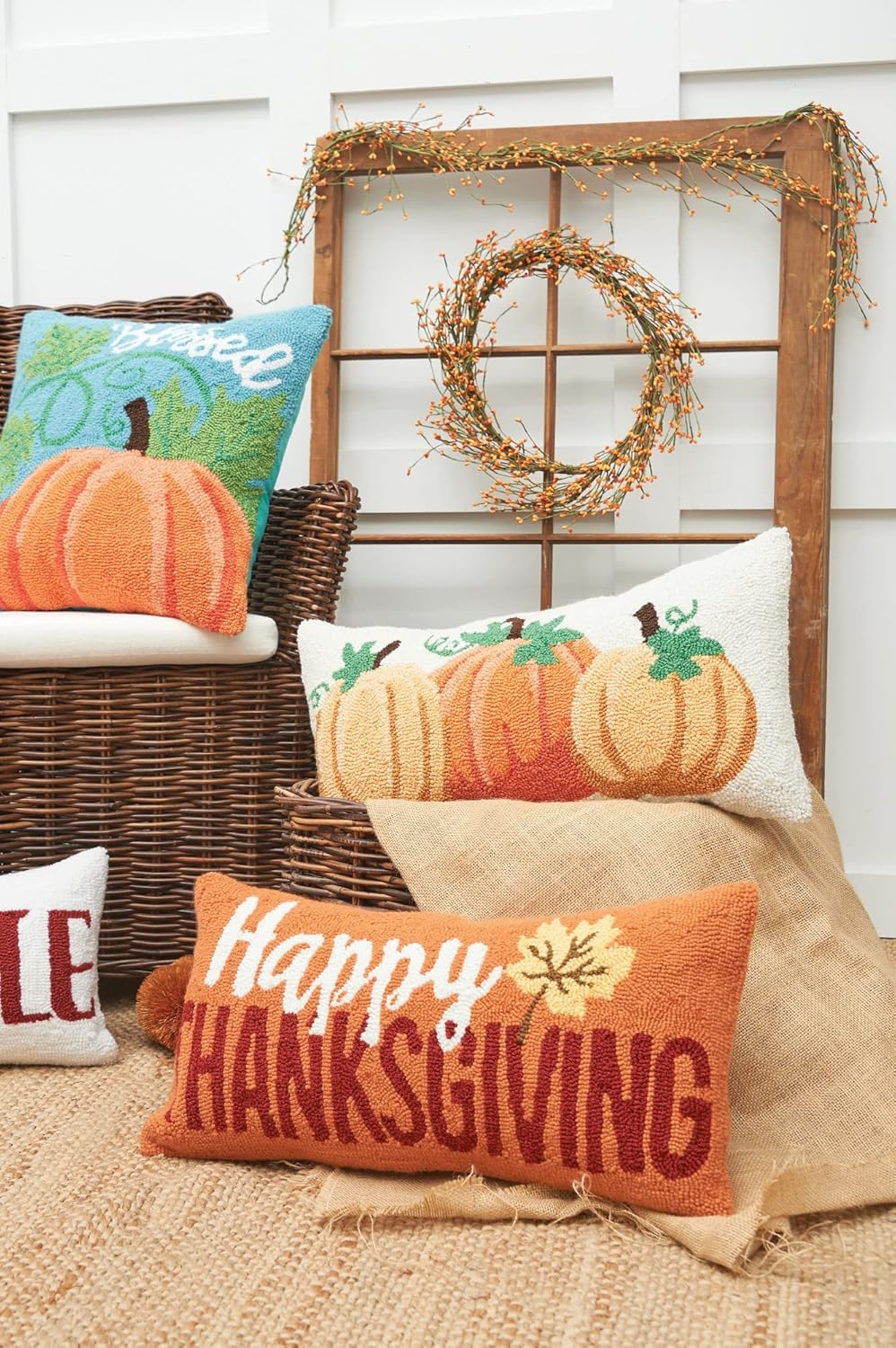 C&F Home Blessed Pumpkin – Almohada con gancho (18 x 18 pulgadas), color azul