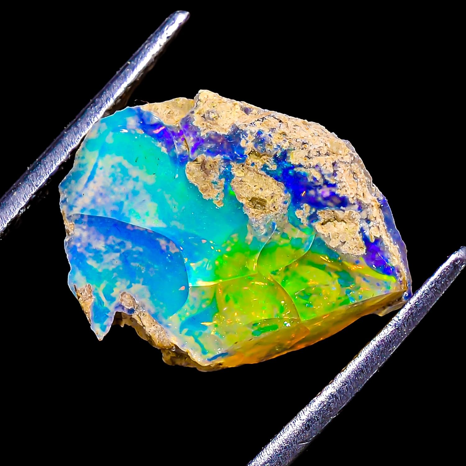 Ópalo áspero de 3.2 unidades, mezcla natural, piedra preciosa etíope de roca de cristal crudo para la fabricación de joyas, envoltura de alambre,