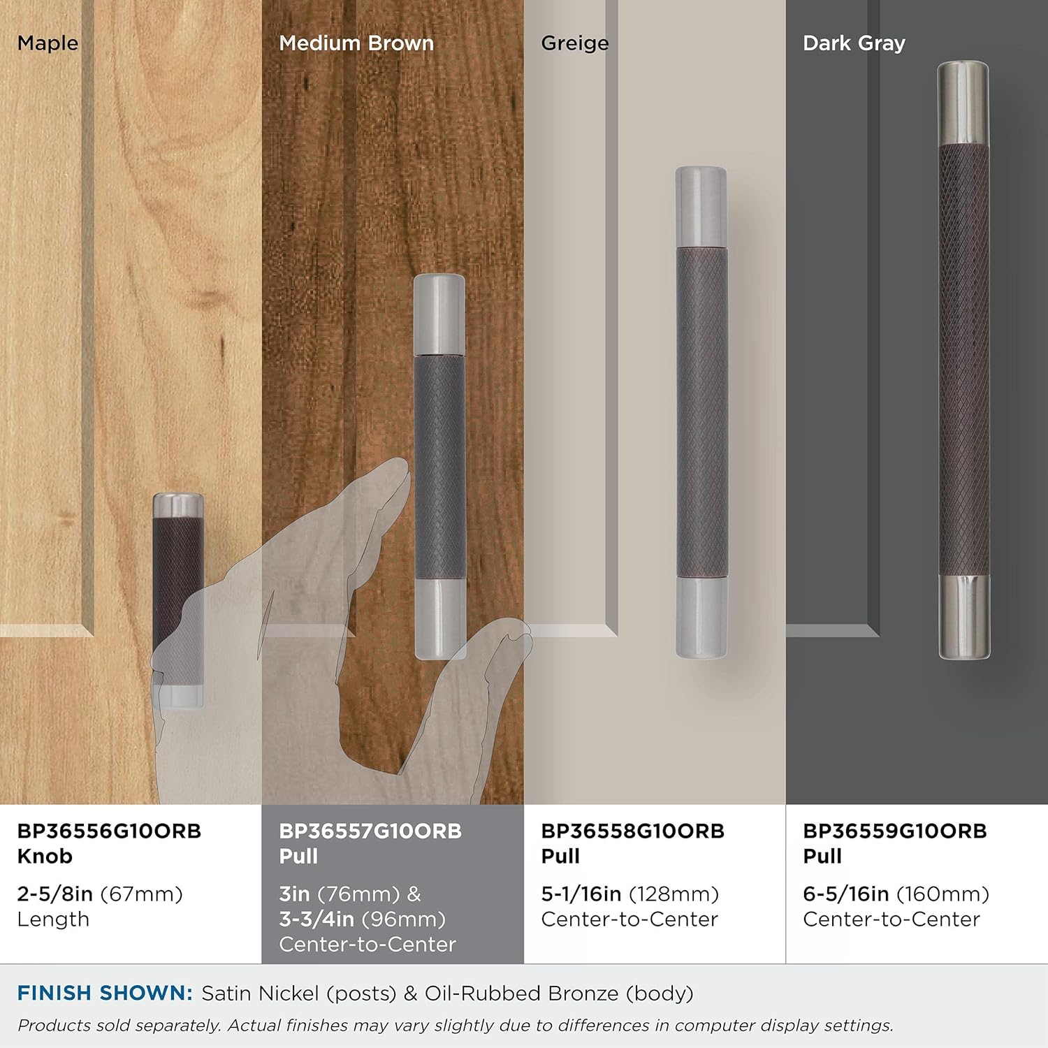 Amerock – Mango de apertura de mueble de centro a centro, BP36557G10ORB