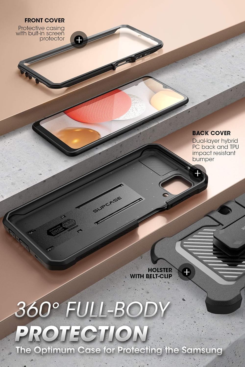 SUPCASE Unicorn Beetle Pro Series – Funda para Samsung Galaxy A12 (versión 2020), funda resistente de cuerpo completo con protector de pantalla