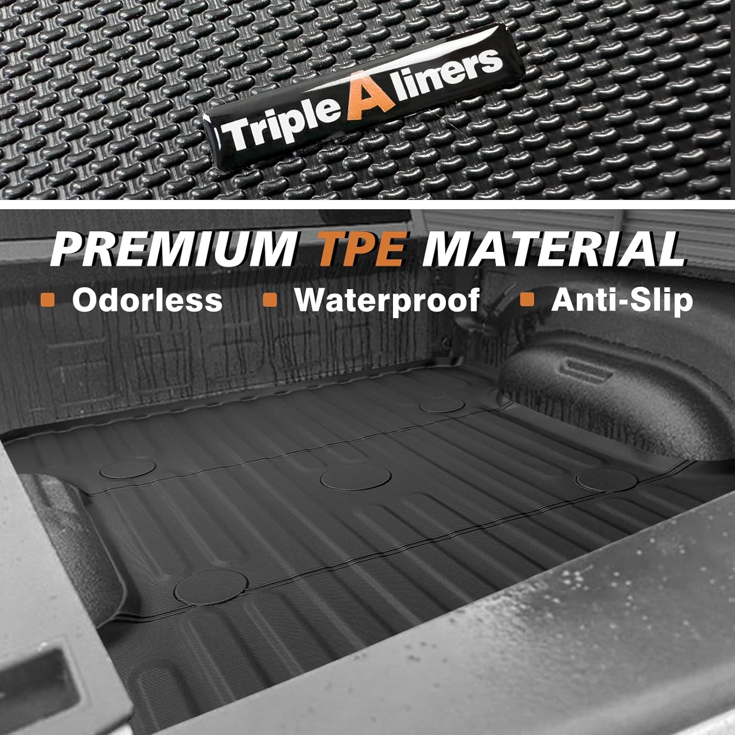TripleAliners Tapete para caja de camioneta compatible con Dodge RAM 150025003500 2002-2018, accesorios de 6 pies 4 pulgadas, alfombrilla de cama de