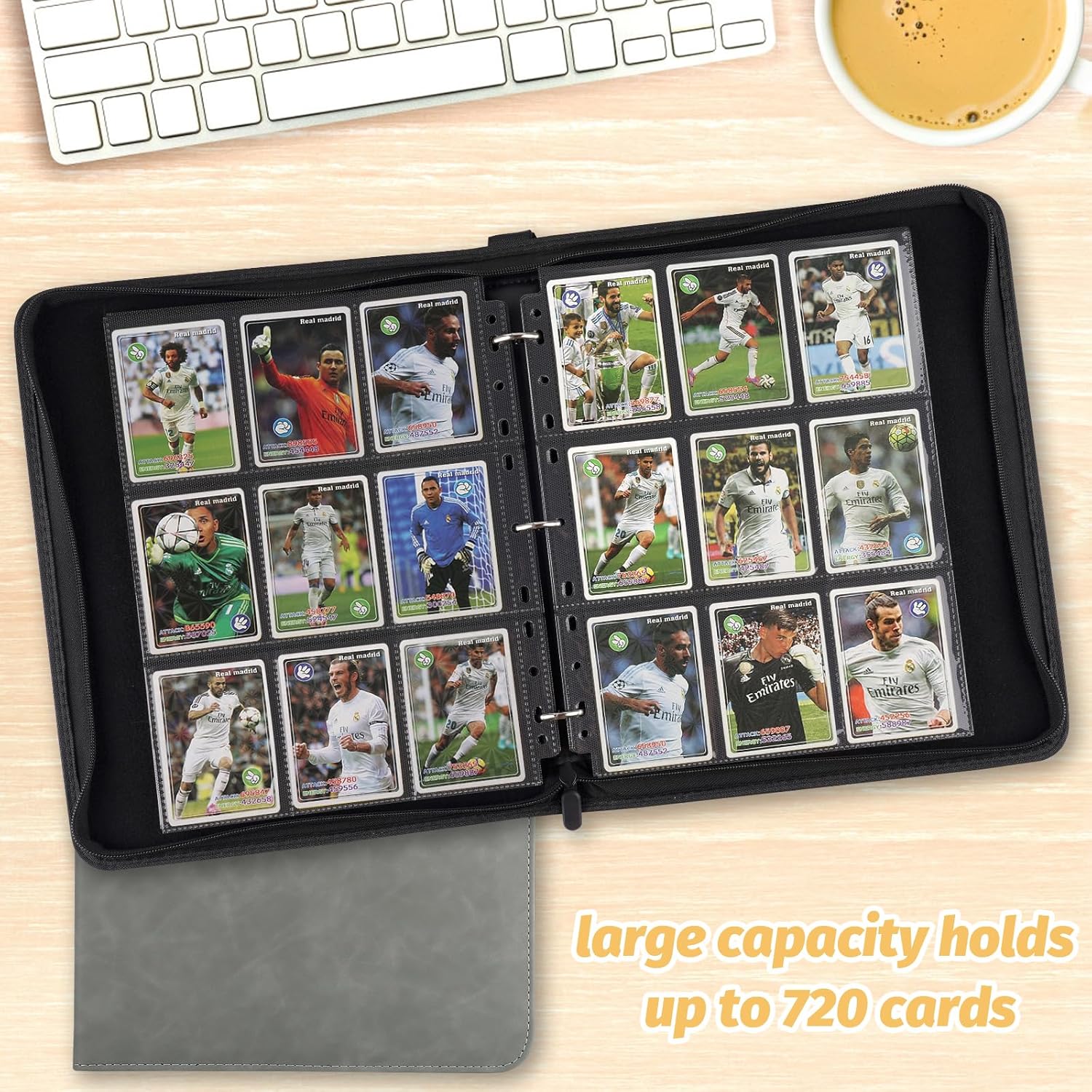 GERMUN Carpeta de 9 bolsillos para tarjetas, carpeta de tarjetas coleccionables con cremallera premium, 720 carpetas de colección de tarjetas de