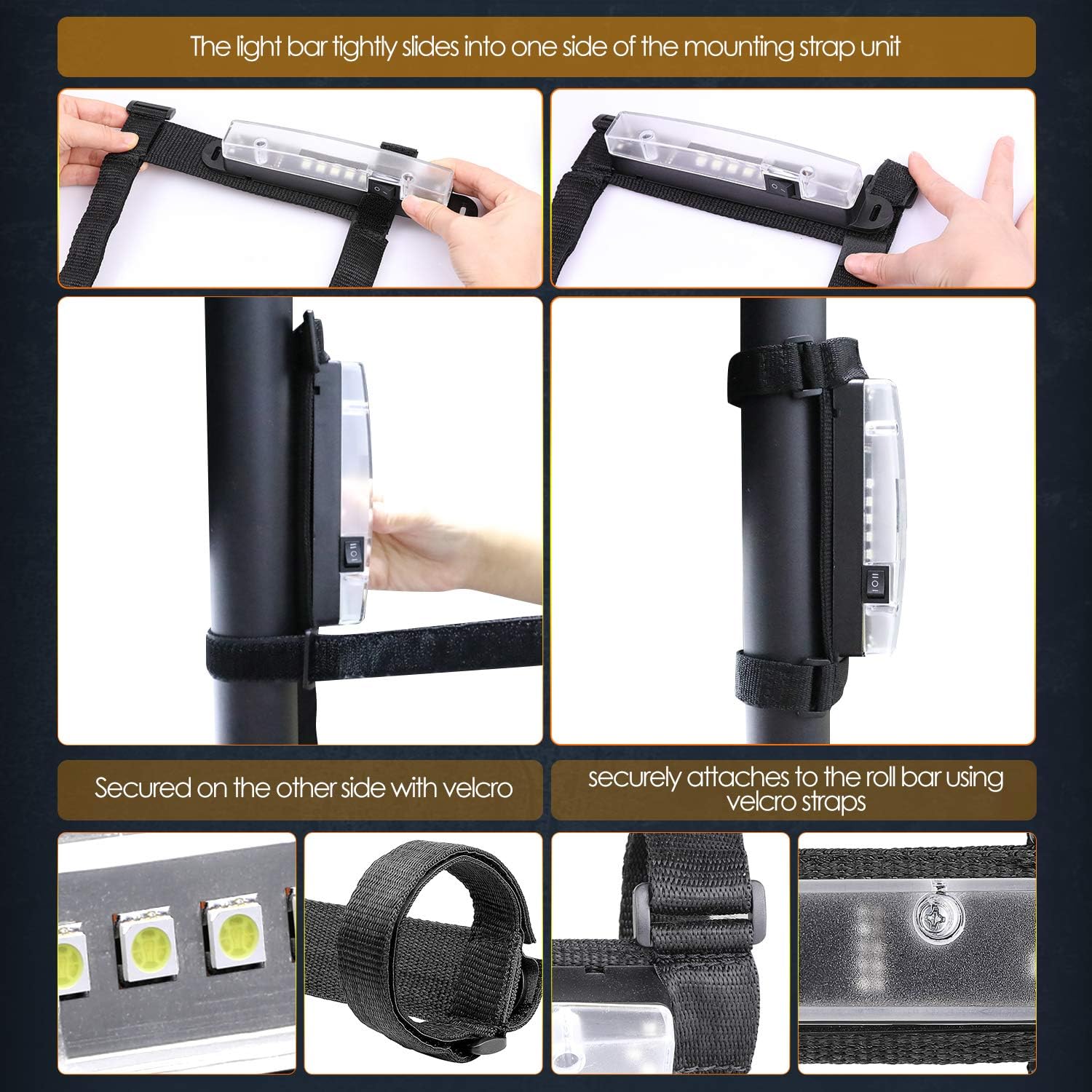 Nirider UTV – Luz interior universal para montaje en barra de rodillo, luz LED, luz de cortesía, luz interior de cúpula para UTV ATV, Polaris RZR