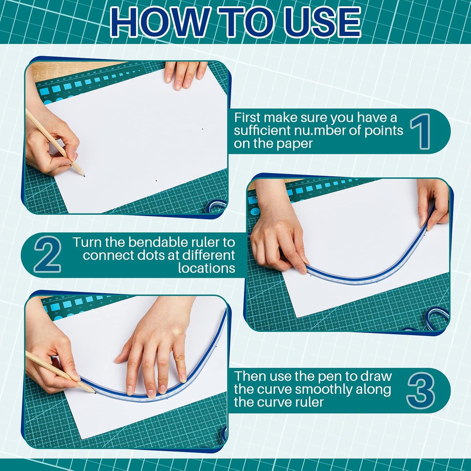 3 reglas de curva flexibles de 12, 16, 24 pulgadas, reglas flexibles para dibujar, regla curva para coser, cinta métrica flexible de curva ideal