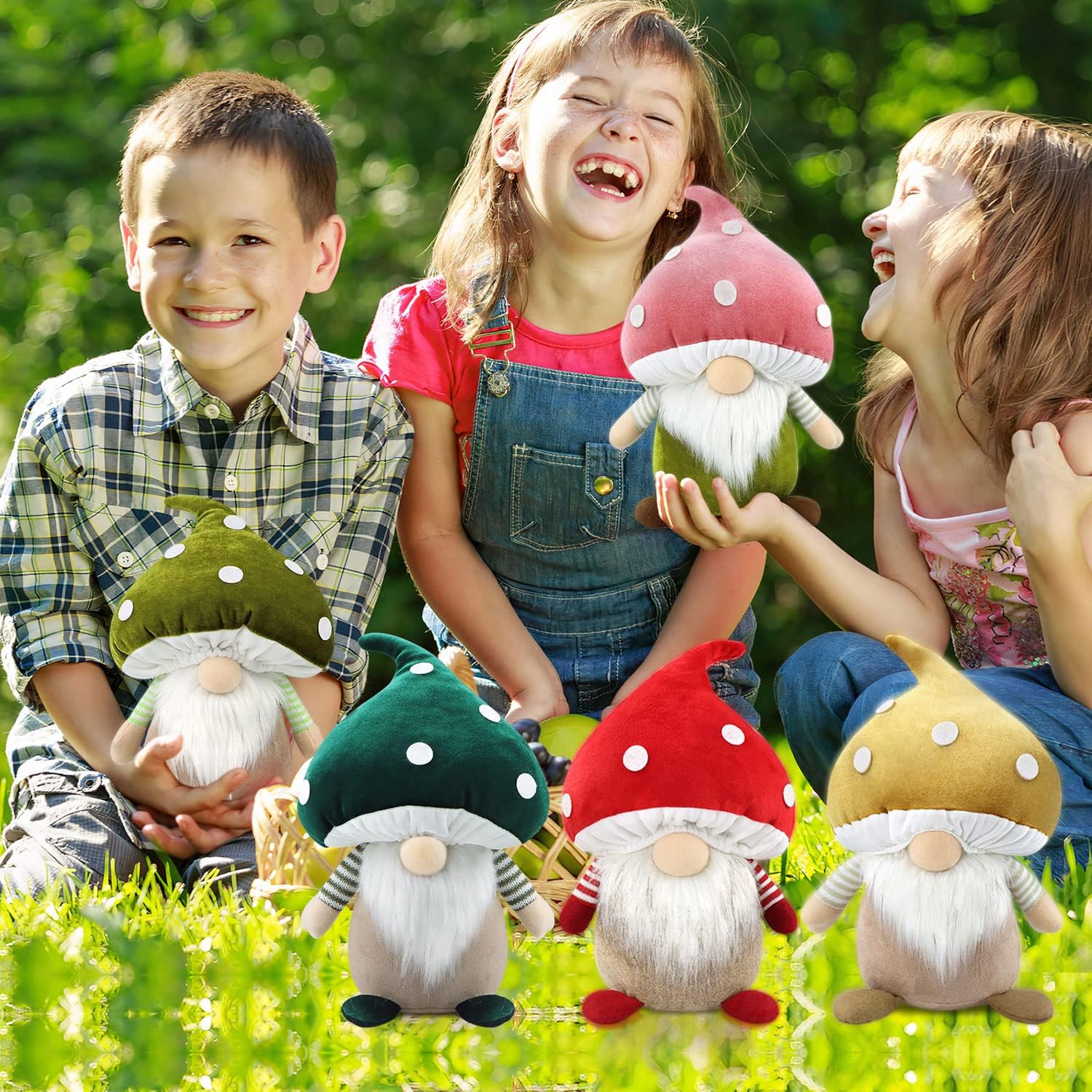 Gehydy Peluche de gnomo de hongo, gran decoración de primavera, Pascua, regalo hecho a mano, Tomte escandinavo relleno para el hogar, cocina,