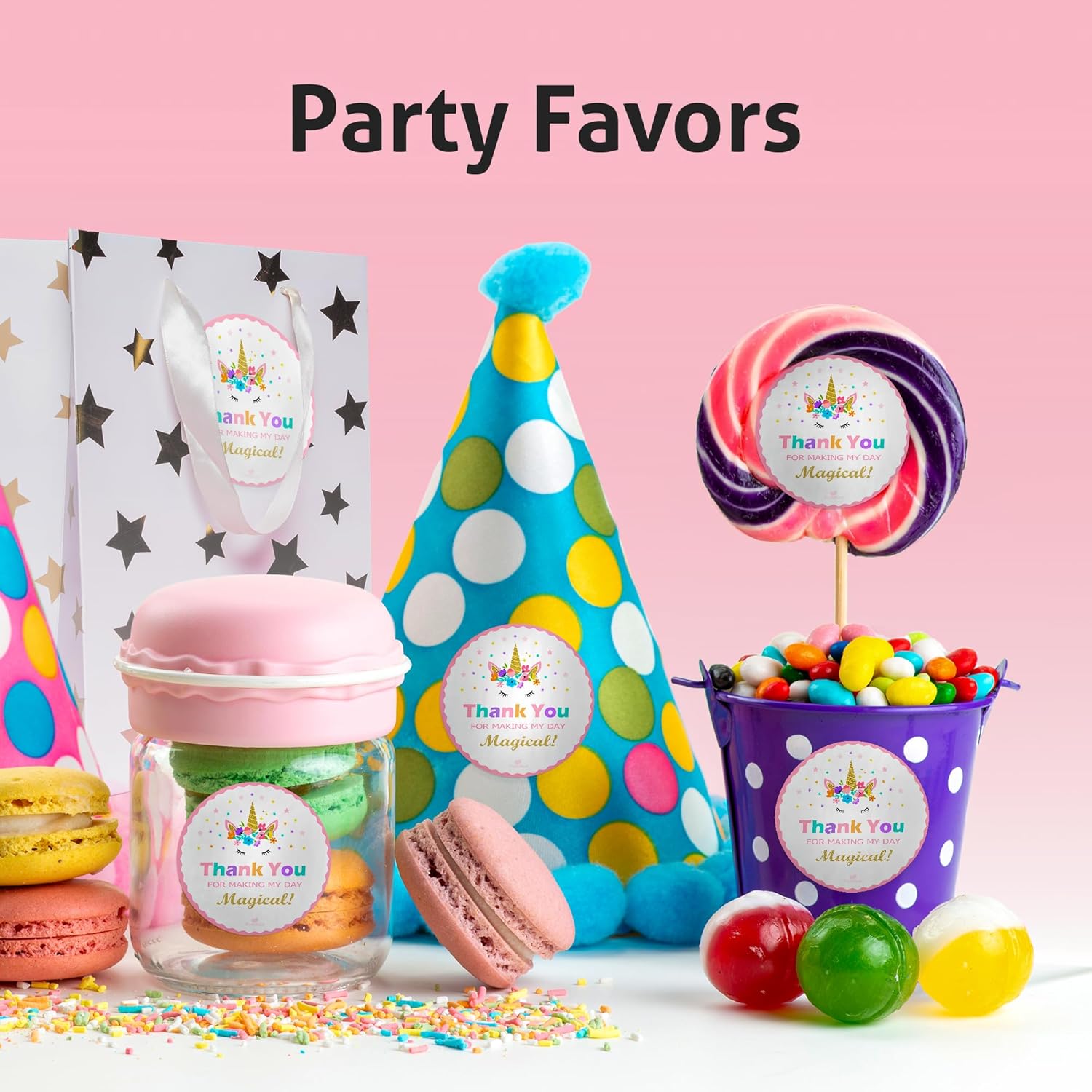 Paquete de 40 calcomanías de unicornio  Bonitas calcomanías de un solo uso para fiestas temáticas de unicornio, recuerdos de fiesta de unicornio,