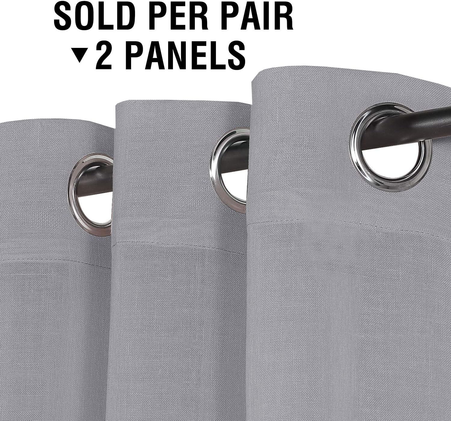 H.VERSAILTEX – Cortinas elegantes de mezcla de lino, protección de privacidad, 2 paneles de ventana con ojales plateados para dormitorio o sala de