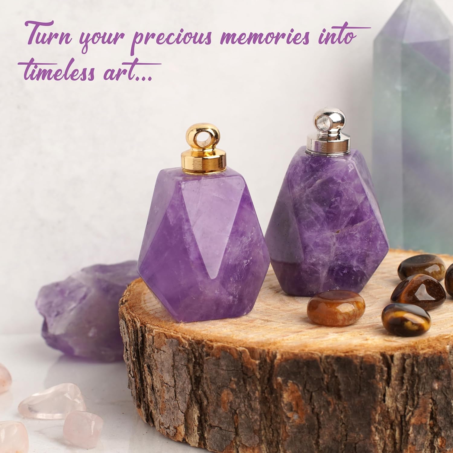 BOHO GARDEN Urna de recuerdo de cristal, contenedor pequeño para cenizas, urnas conmemorativas hechas de material de cristal real, incluye cuchara,