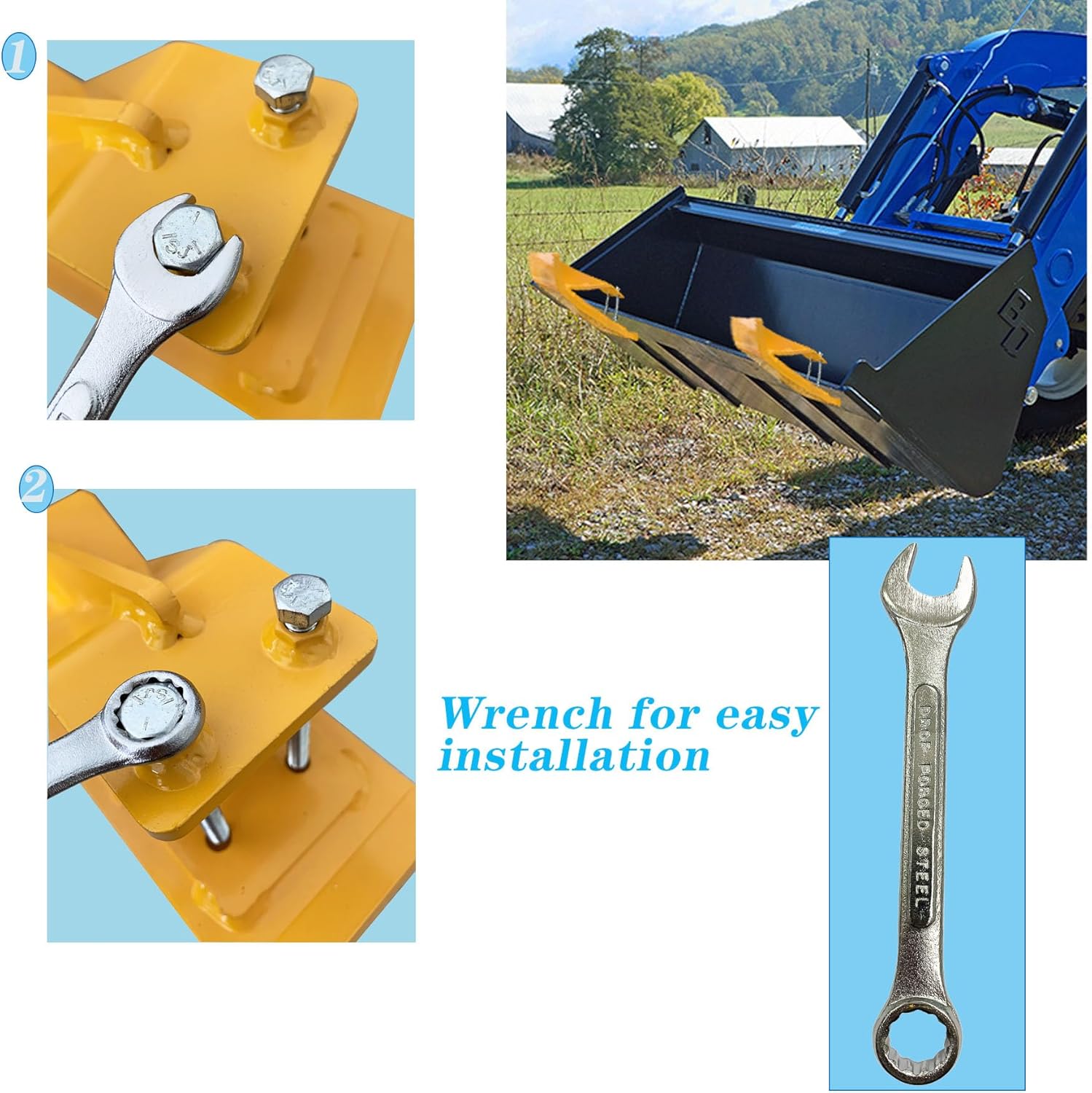 2 protectores de cubo de tractor amarillo, protector de borde, tuercas y pernos de doble bloqueo, protector antideslizante para accesorios de cubo