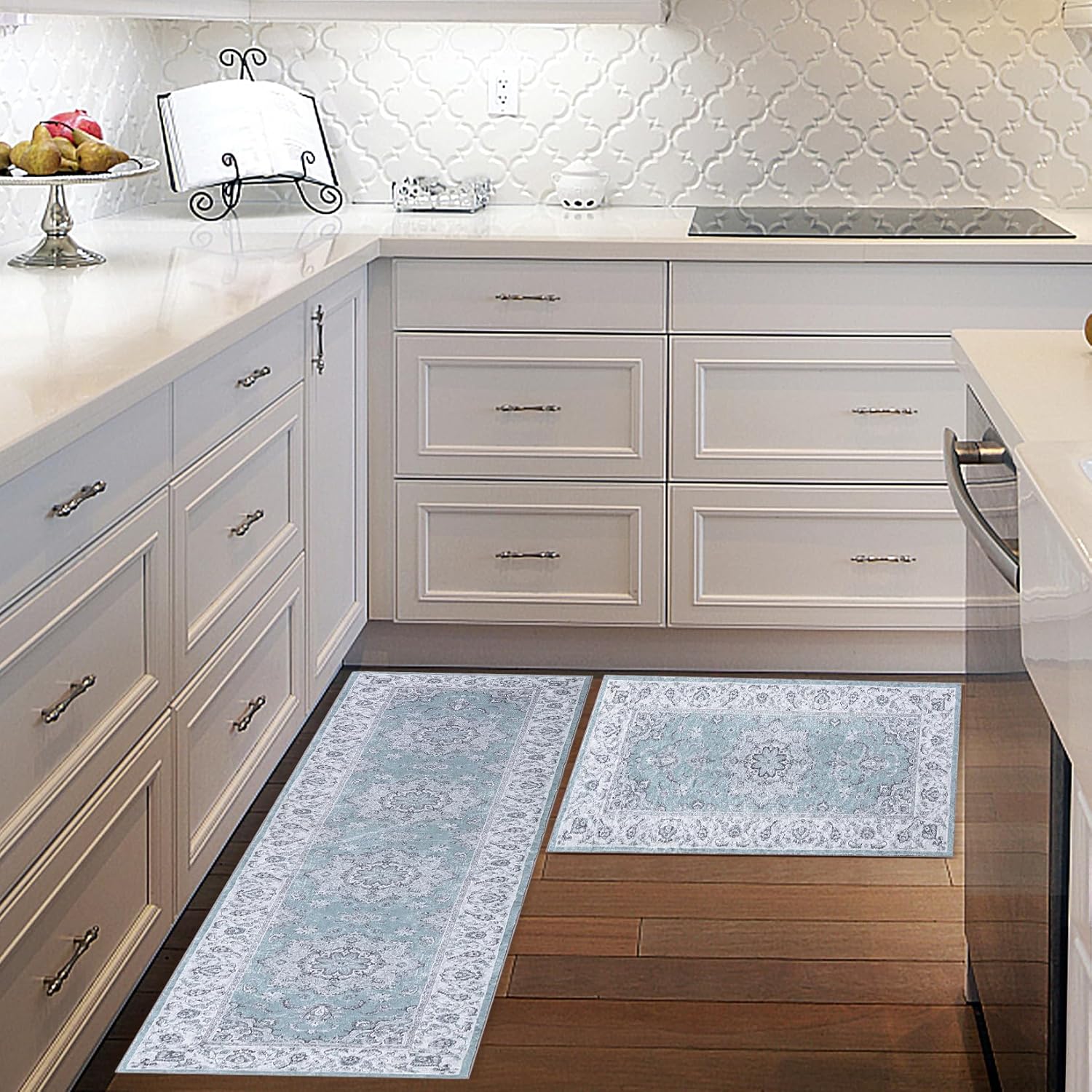 JOLENE.K Alfombra lavable de 2 x 3 pies, tapete pequeño para entrada, cocina, antideslizante, lavable, estilo bohemio, vintage, tapete de baño de