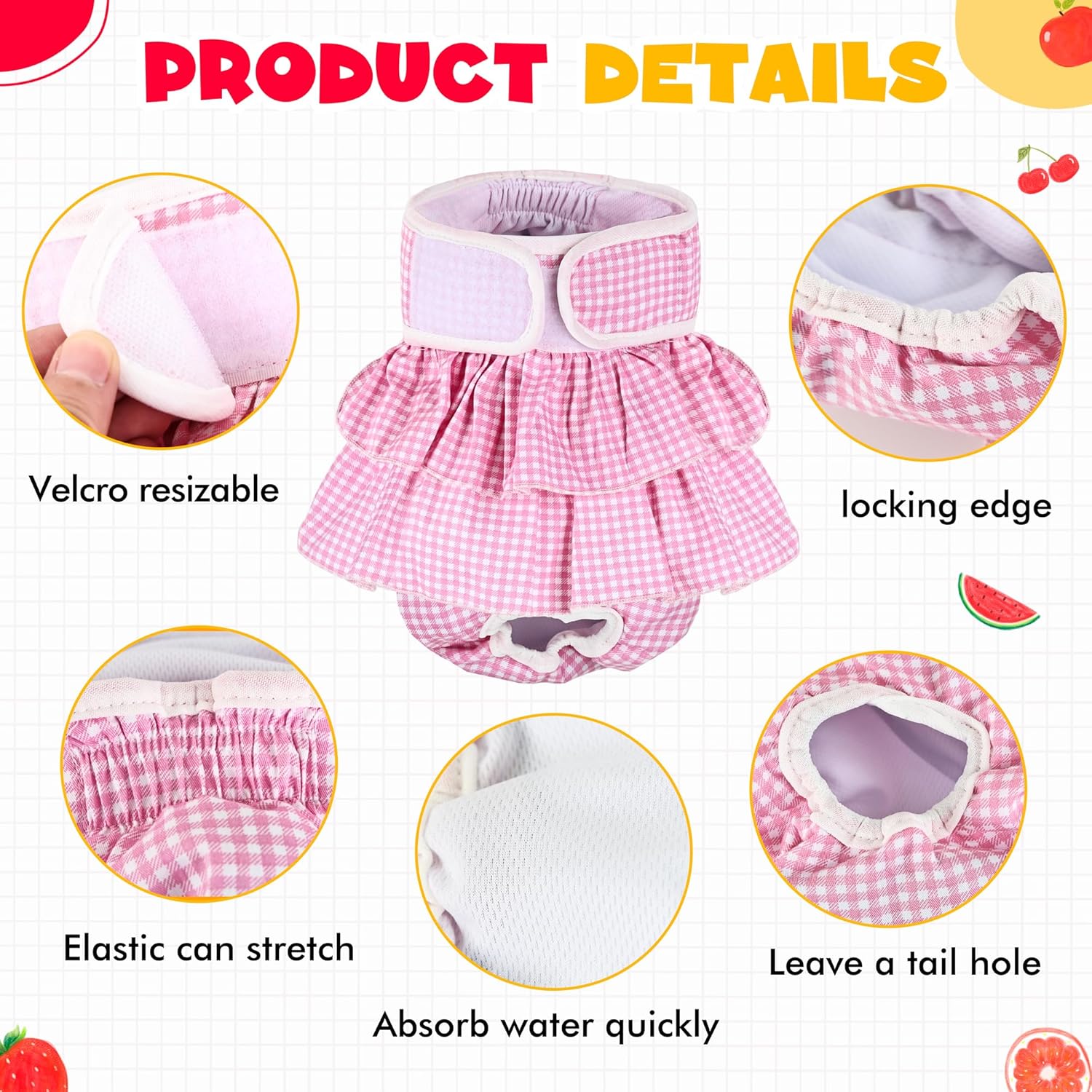 3 pañales lavables para perras, pañales reutilizables de primera calidad con correas ajustables absorbentes y barreras a prueba de fugas, pañales