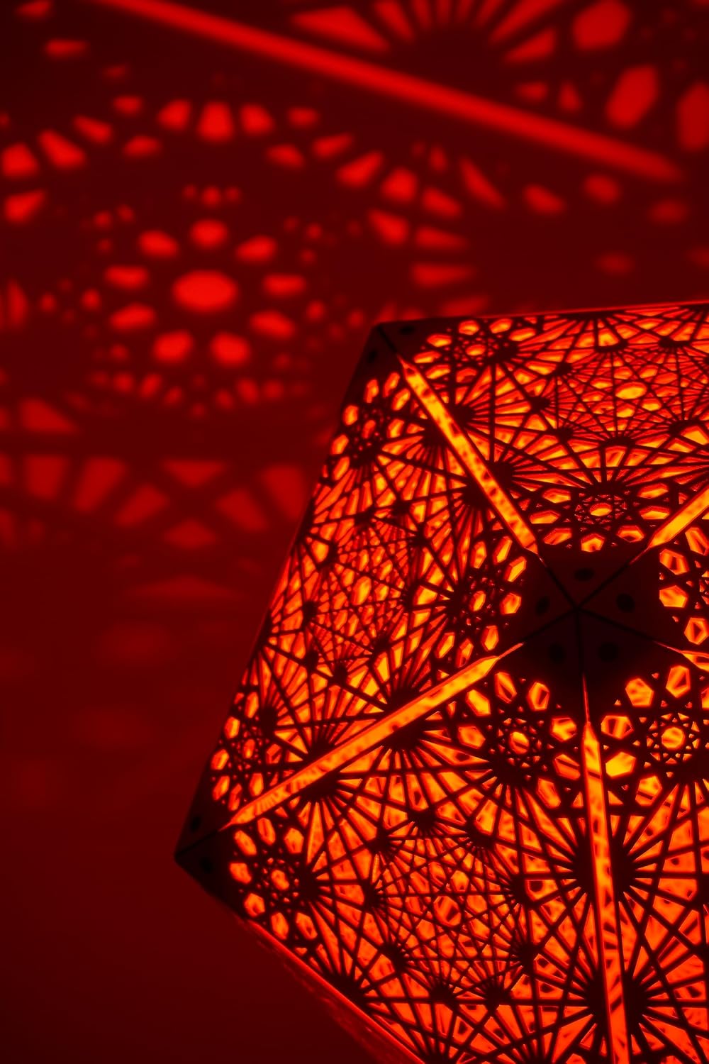 Jabihome Hyperi Lámpara de sombra RGB, luz nocturna geométrica, arte de mandala espiritual sagrado, linterna de sombra, decoración LED de madera,
