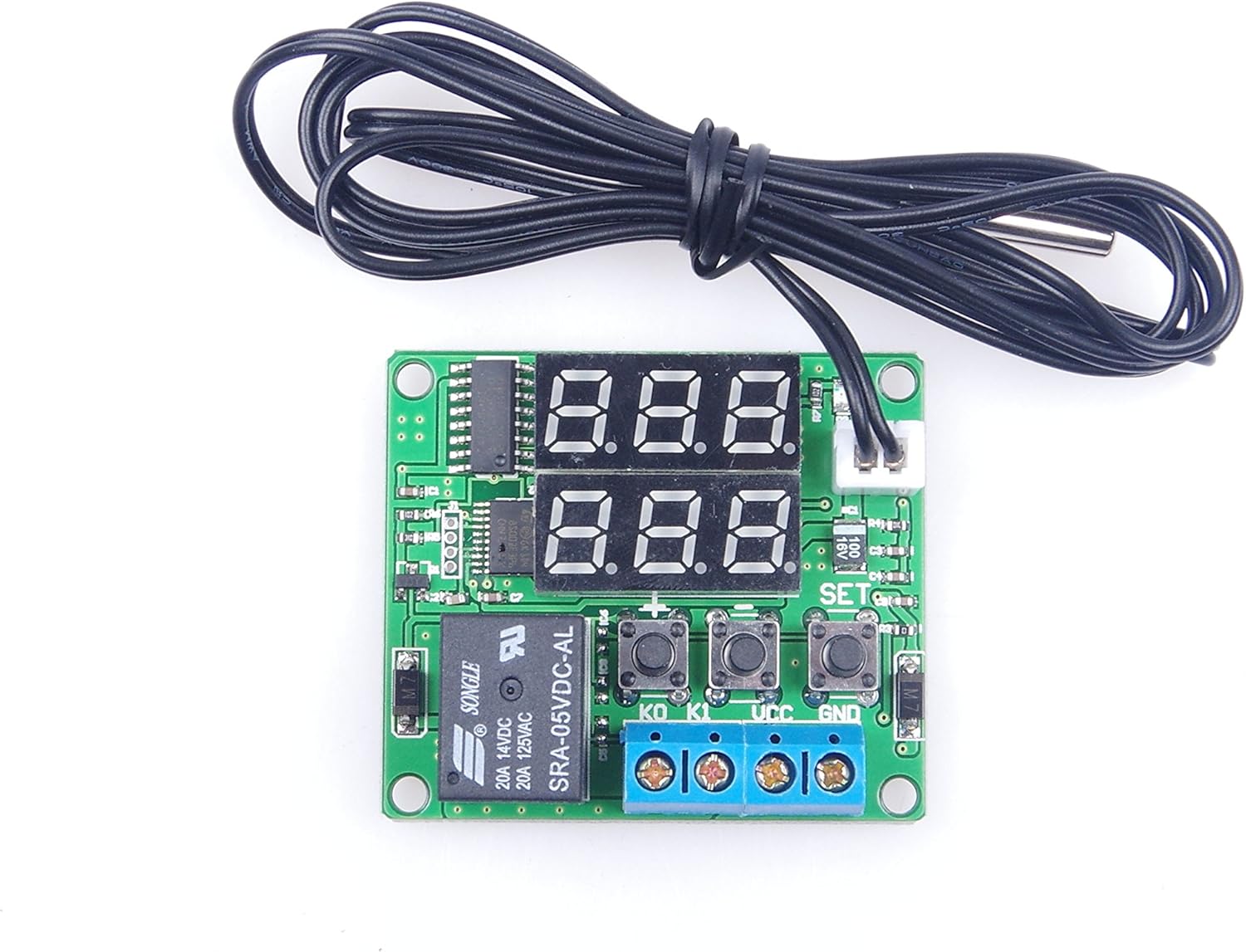 LM YN Módulo de termostato digital de 5 V CC de -58  a 257  Fahrenheit, pantalla de temperatura controlador de temperatura con relé de 20 A, sonda
