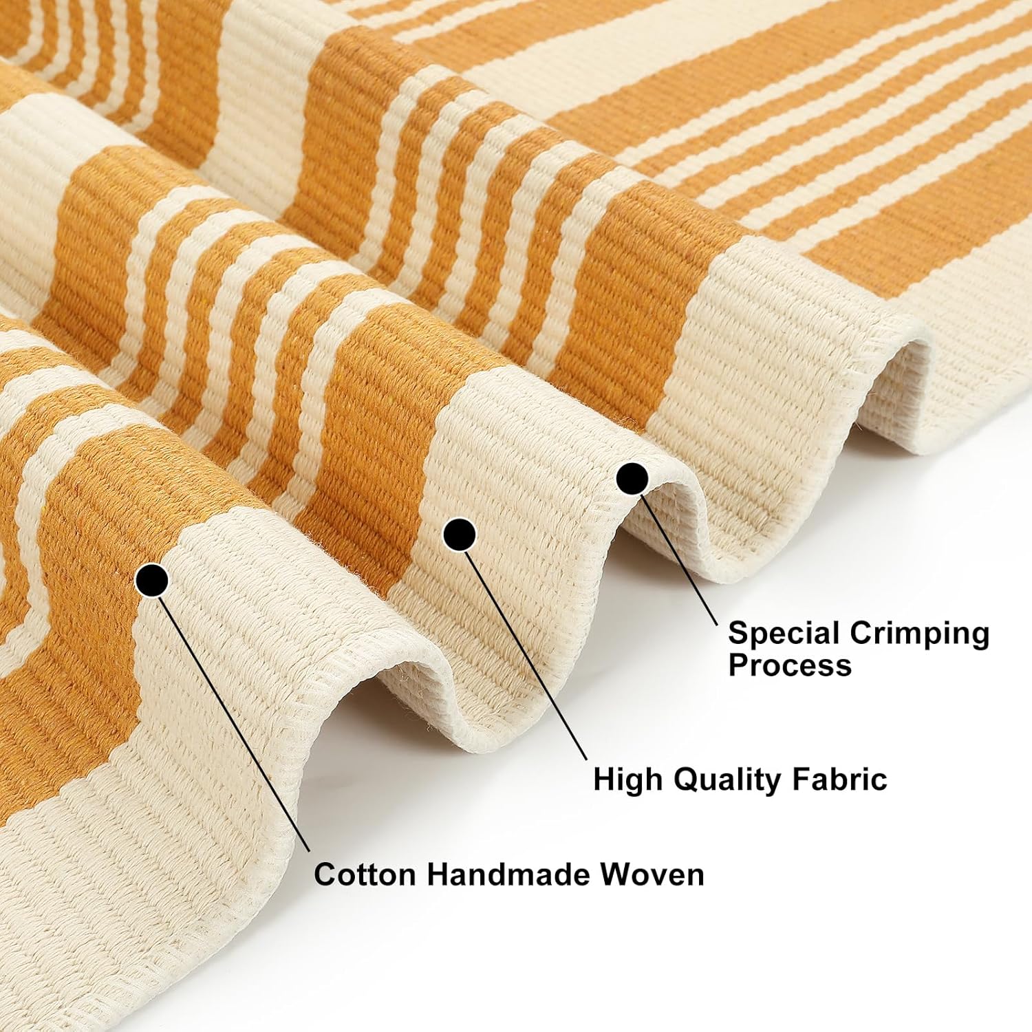 KIMODE – Tapete de Halloween de 24 x 35 pulgadas, tapete de otoño a rayas para exteriores, lavable a máquina, tapete de algodón tejido a mano para