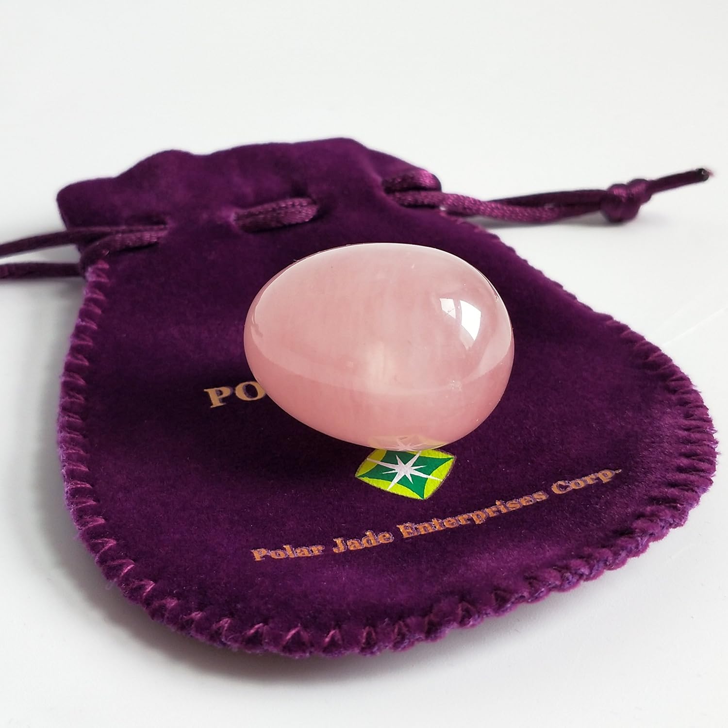 Polar Jade Huevo de cuarzo rosa, huevo de piedra Yoni de amor rosa sin perforar para fortalecer los mucones pélvicos, tamaño pequeño (1.378 x 0.984