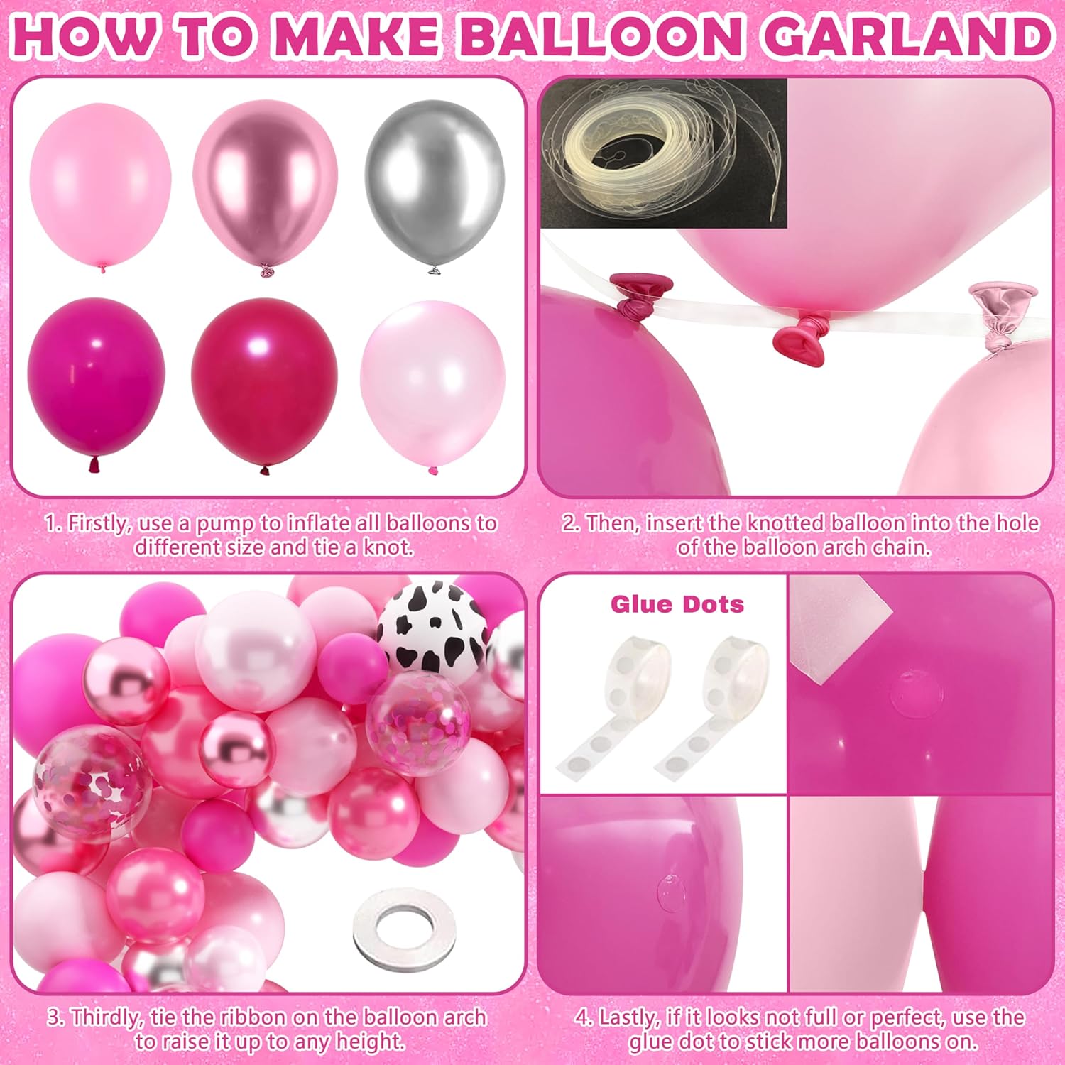 Decoraciones de fiesta de despedida de soltera, globos de cumpleaños de color rosa intenso, globos de cumpleaños Let’s Go Girls Disco Ball Garland