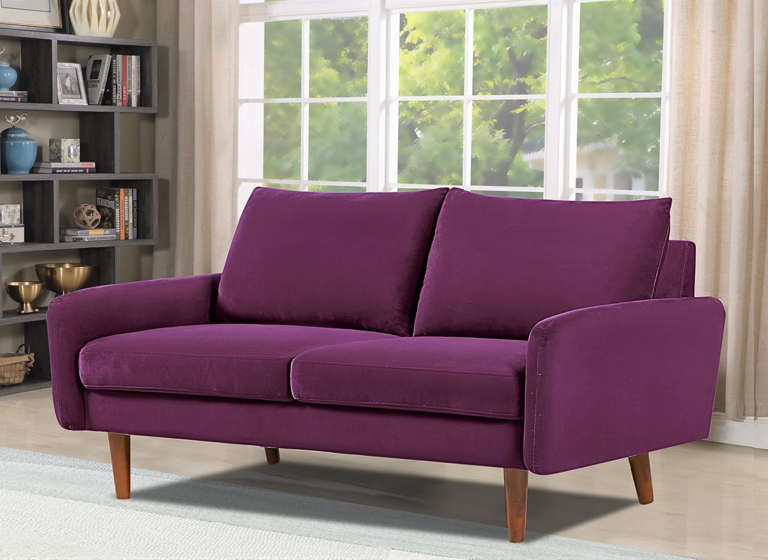 Kent Sofá biplaza de terciopelo para salas de estar modernas y espacios compactos, cómodo sofá de 2 plazas, muebles de estudio con diseño elegante,