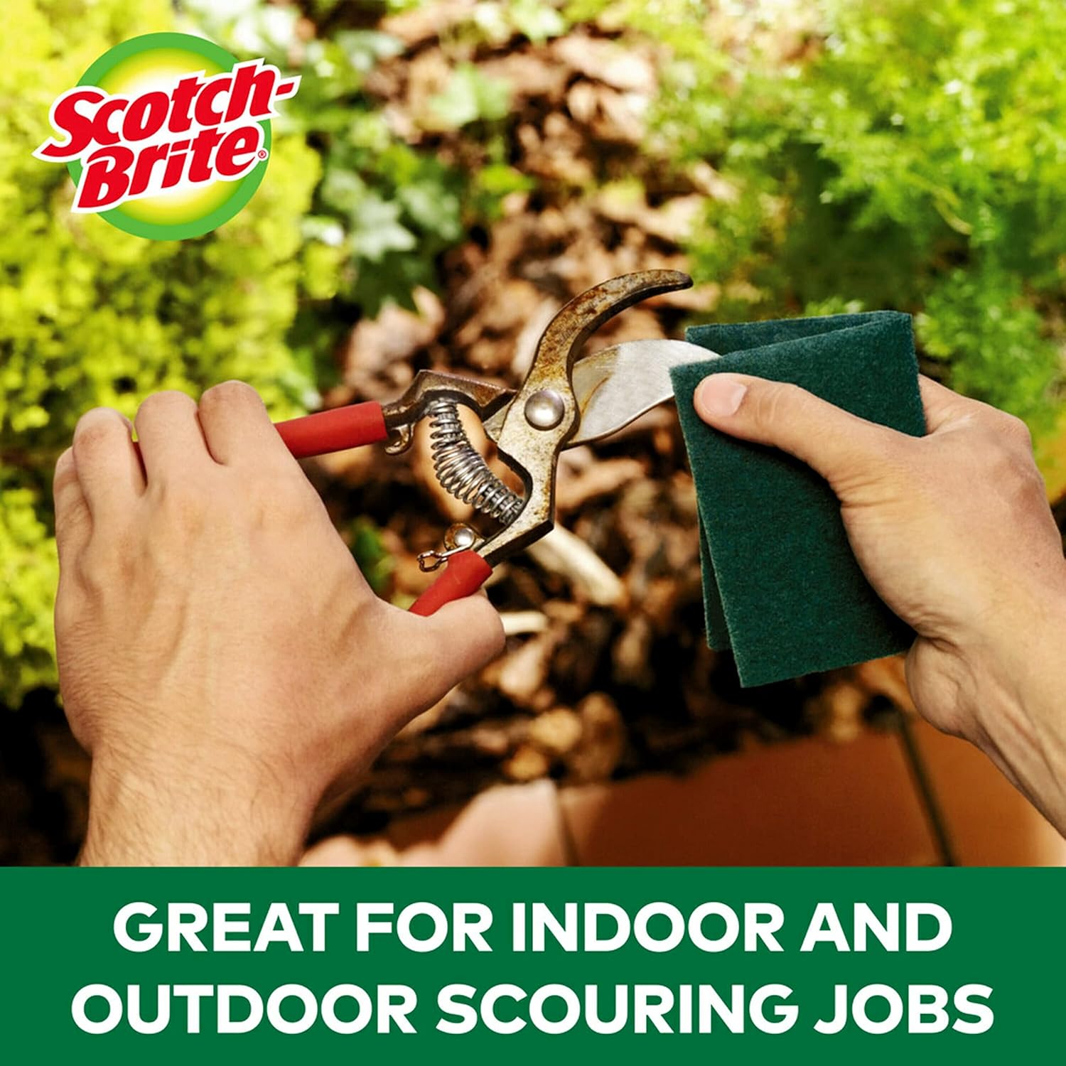 Scotch-Brite – Estropajos resistentes, ideales para herramientas de jardín y parrillas, 8 unidades (paquete de 1), color verde