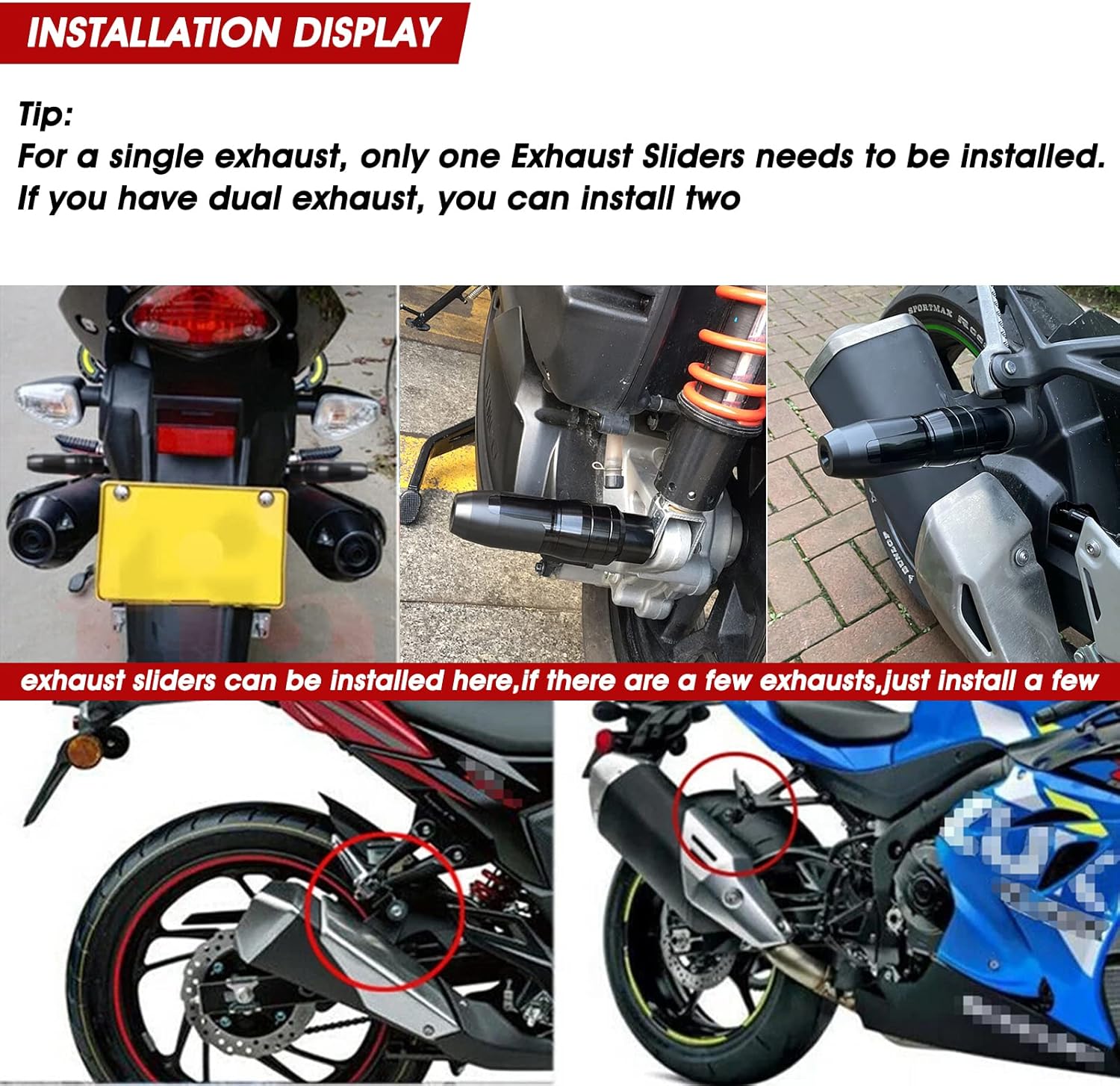 Universal motocicleta anti caída tubo de escape barra de protección CNC marco de aluminio deslizante para GSXR 125 250 300 600 750 1000 CBR 500 125