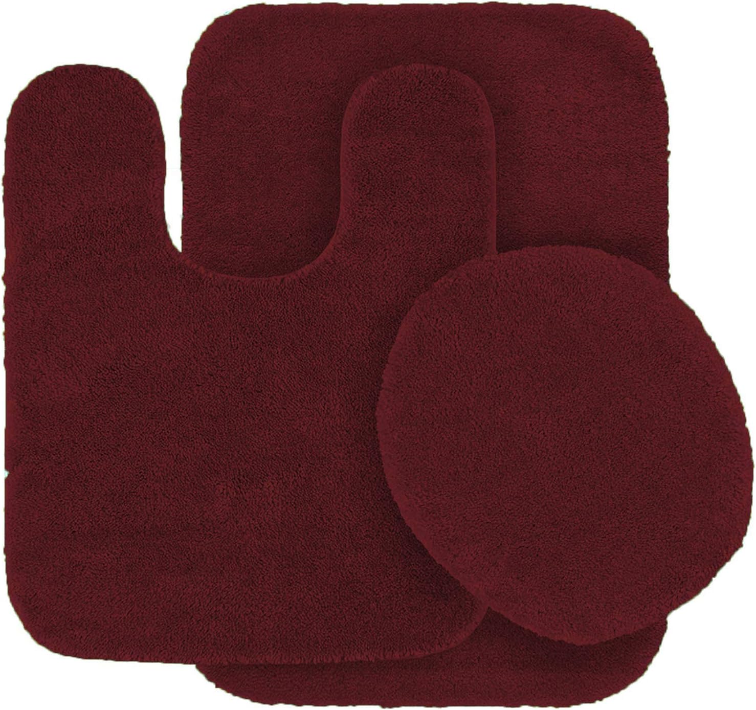 Better Home Style Juego de 3 alfombras de baño, tapete de contorno y cubierta de tapa, antideslizante, con parte trasera de goma, color liso