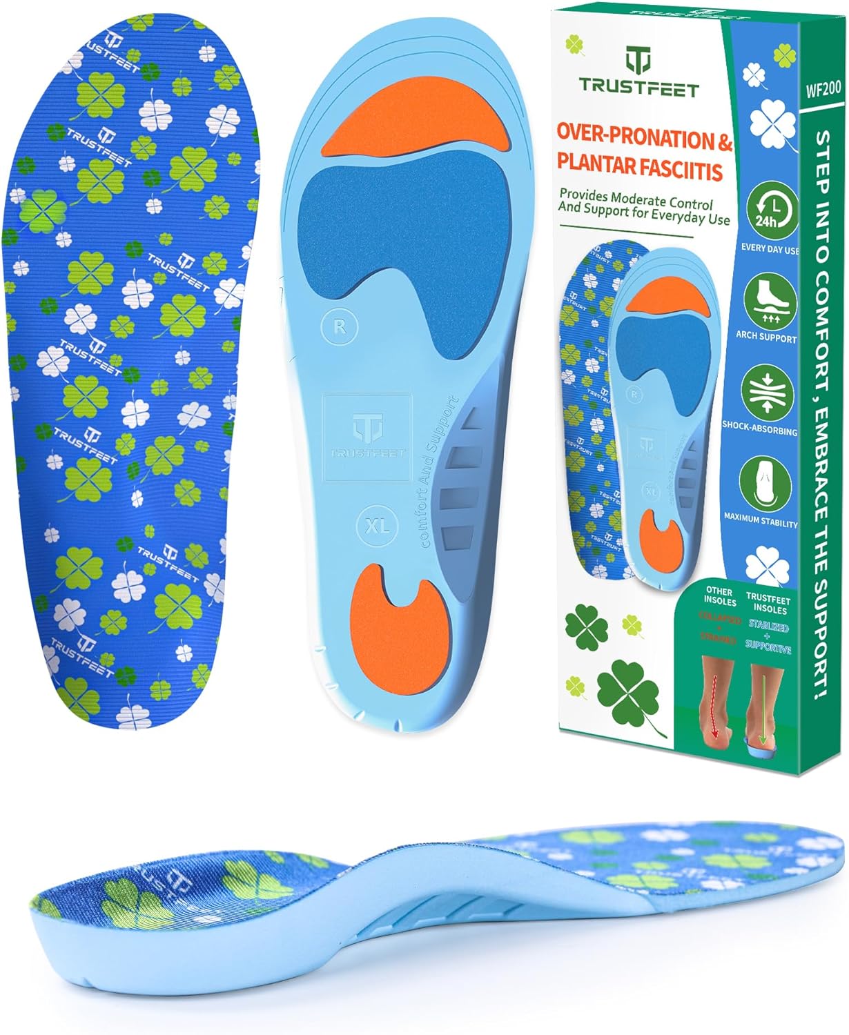 Plantillas ortopédicas de sobrepronación, insertos de soporte de arco para fascitis plantar para aliviar el dolor de pies, plantillas delgadas para