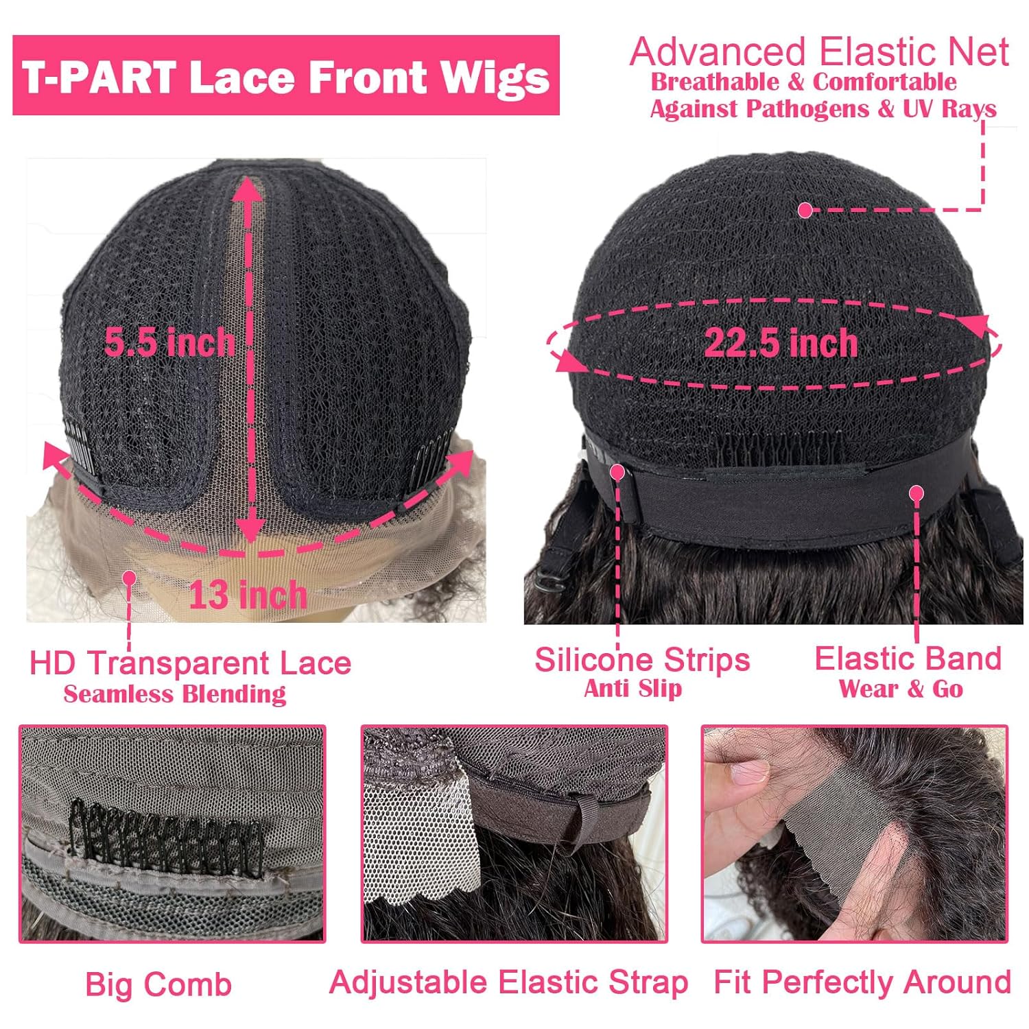 Peluca corta lacia estilo Bob con encaje frontal sin pegamento, predepilada, densidad del 180%, fácil de instalar con banda elástica para mujeres,
