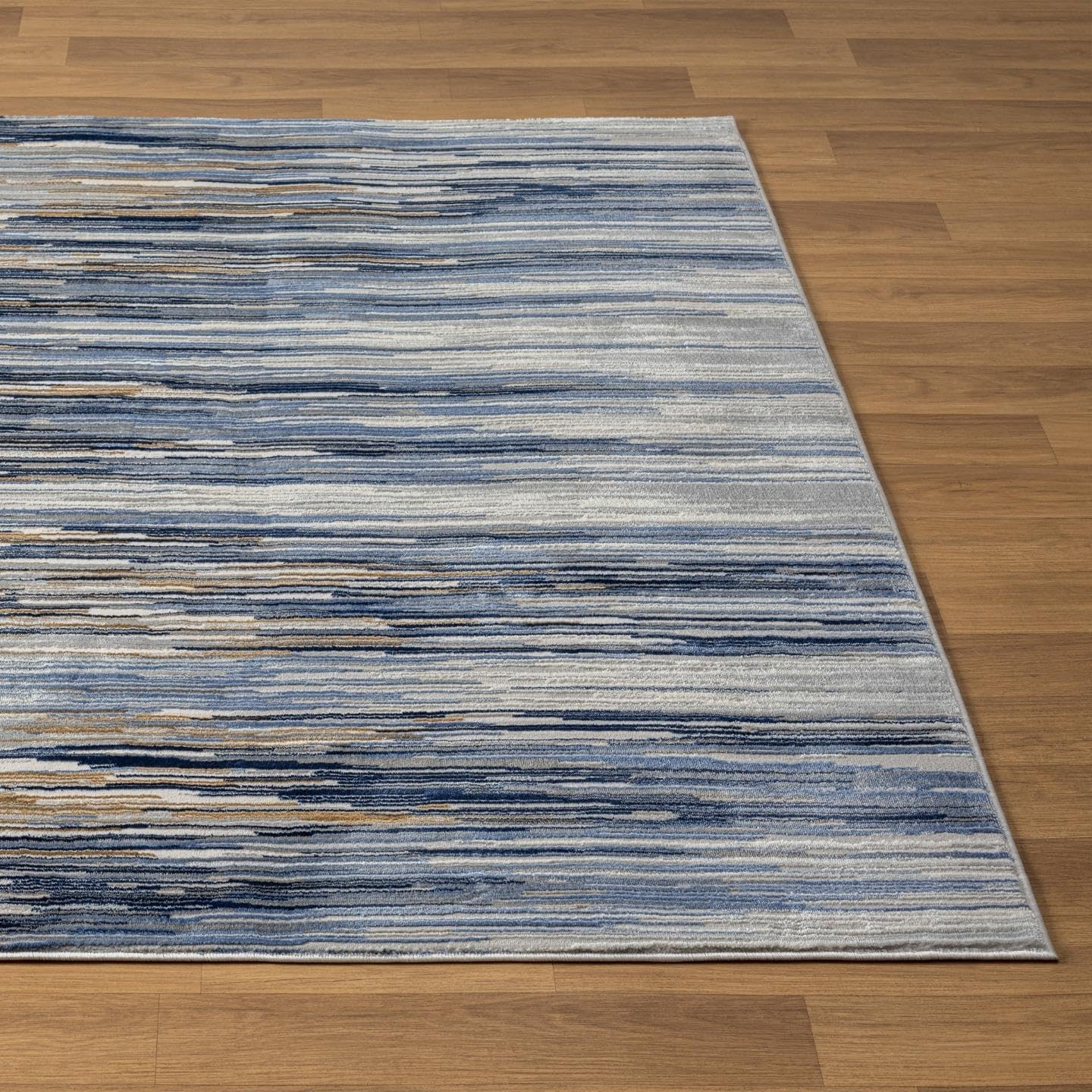 LUXE WEAVERS Marble Collection 466 – Alfombra de área de rayas abstractas azul 6×9