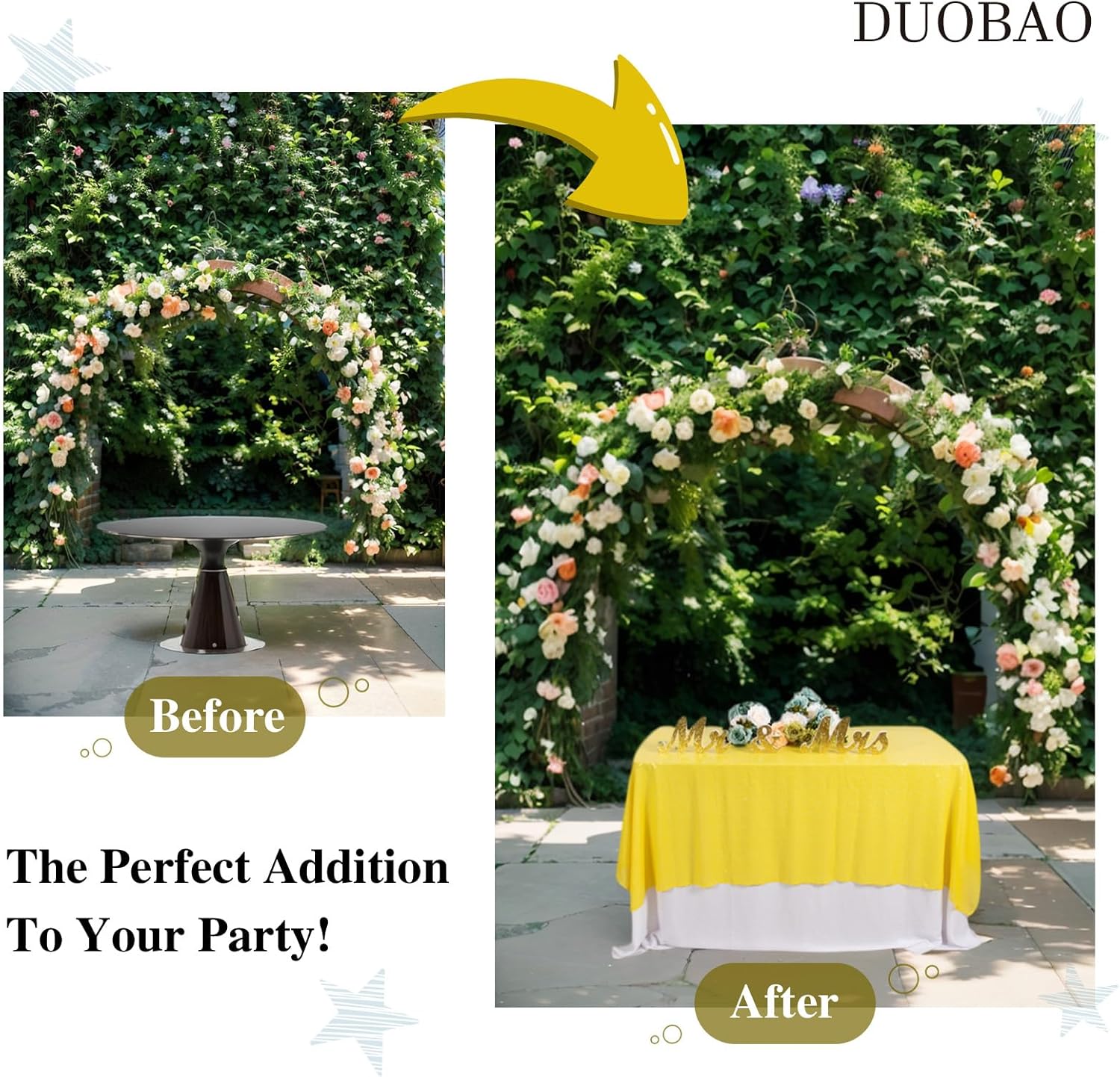 DUOBAO Mantel de lentejuelas de 50 x 80 pulgadas, color amarillo, para fiestas de cumpleaños, decoración de vacaciones, manteles de fiesta infantil