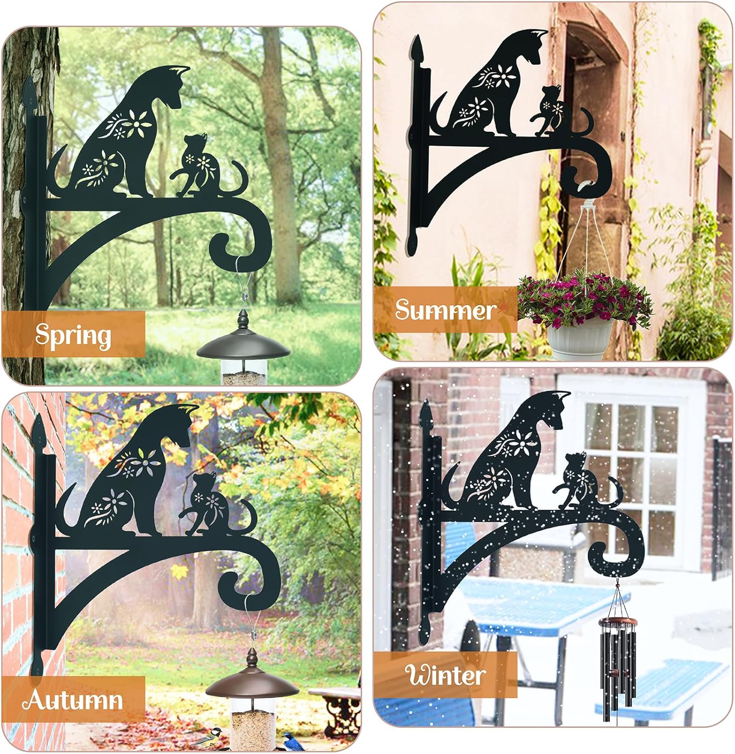 Perchas colgantes para plantas al aire libre, hierro resistente, diseño decorativo de gato y perro, soporte para plantas colgantes, gancho para