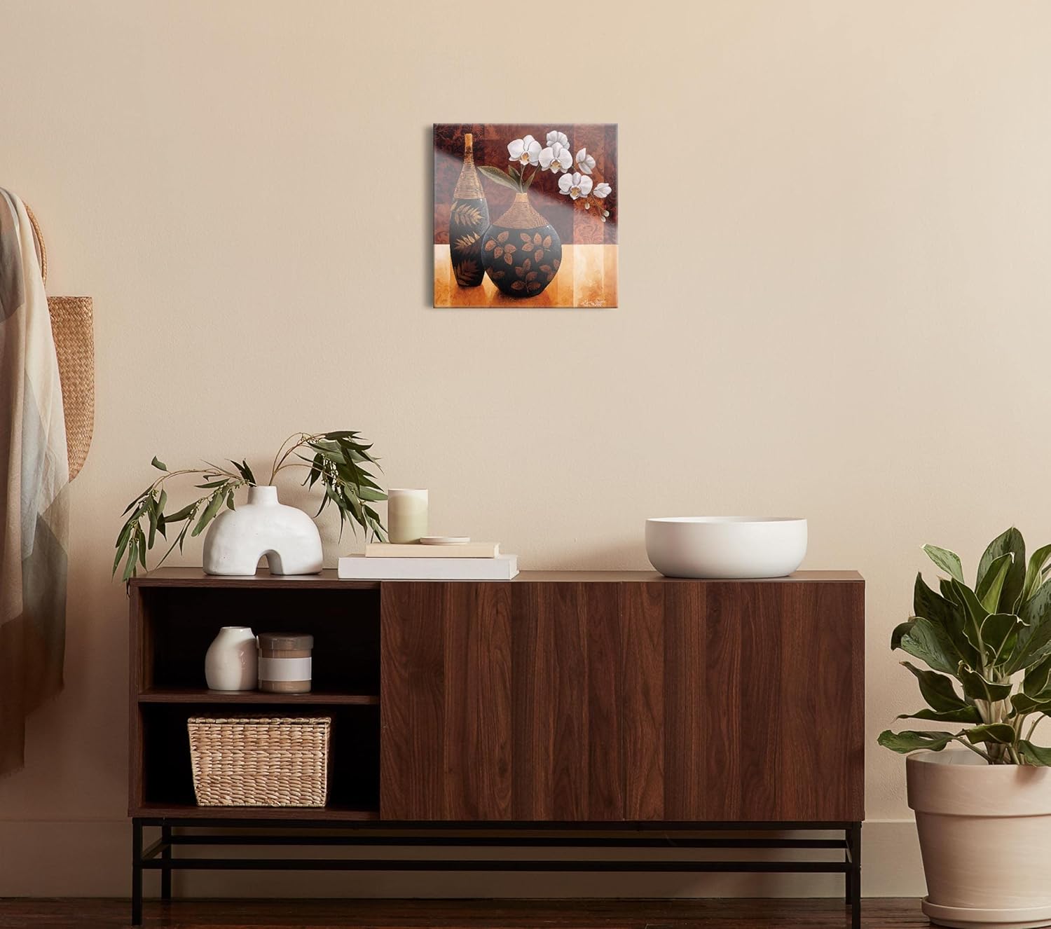 SOULFINE Arte de pared de vidrio templado sin marco, arte de pared de vidrio templado para decoración del hogar, 12.0 x 12.0in (Orquídea Linda I)