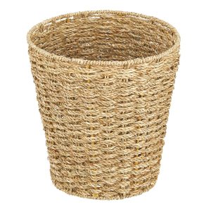 mDesign Seagrass – Cubo de basura bohemio de doble tejido, pequeño, redondo, natural, para artículos esenciales de baño, acabado natural mDesign Seagrass – Cubo de basura bohemio de doble tejido, pequeño, redondo, natural, para artículos esenciales de baño, acabado natural
