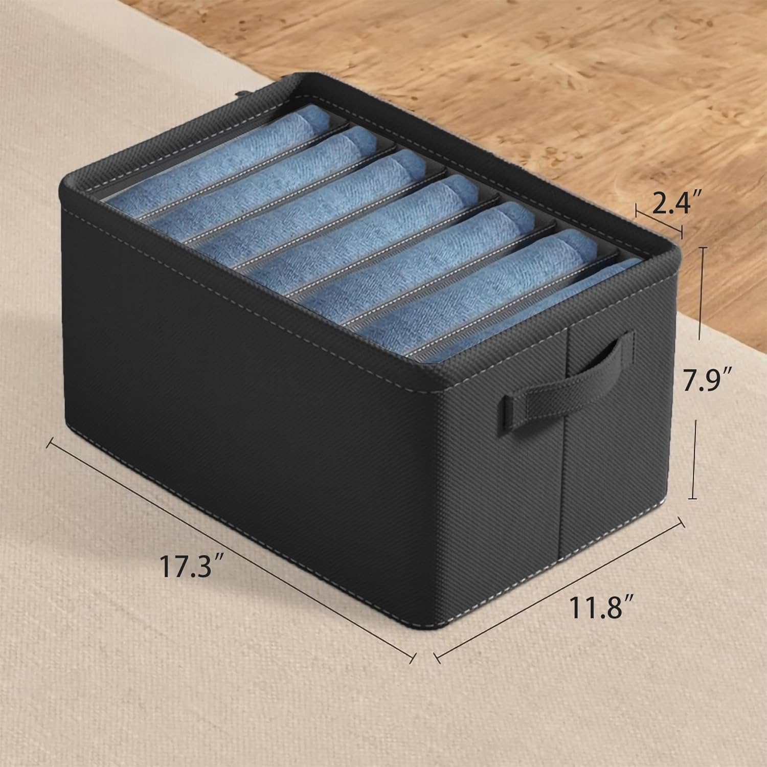 FixtureDisplays Organizador de armario para armario, papelera de almacenamiento de tela con 7 ranuras, color gris oscuro, divisores de cajones