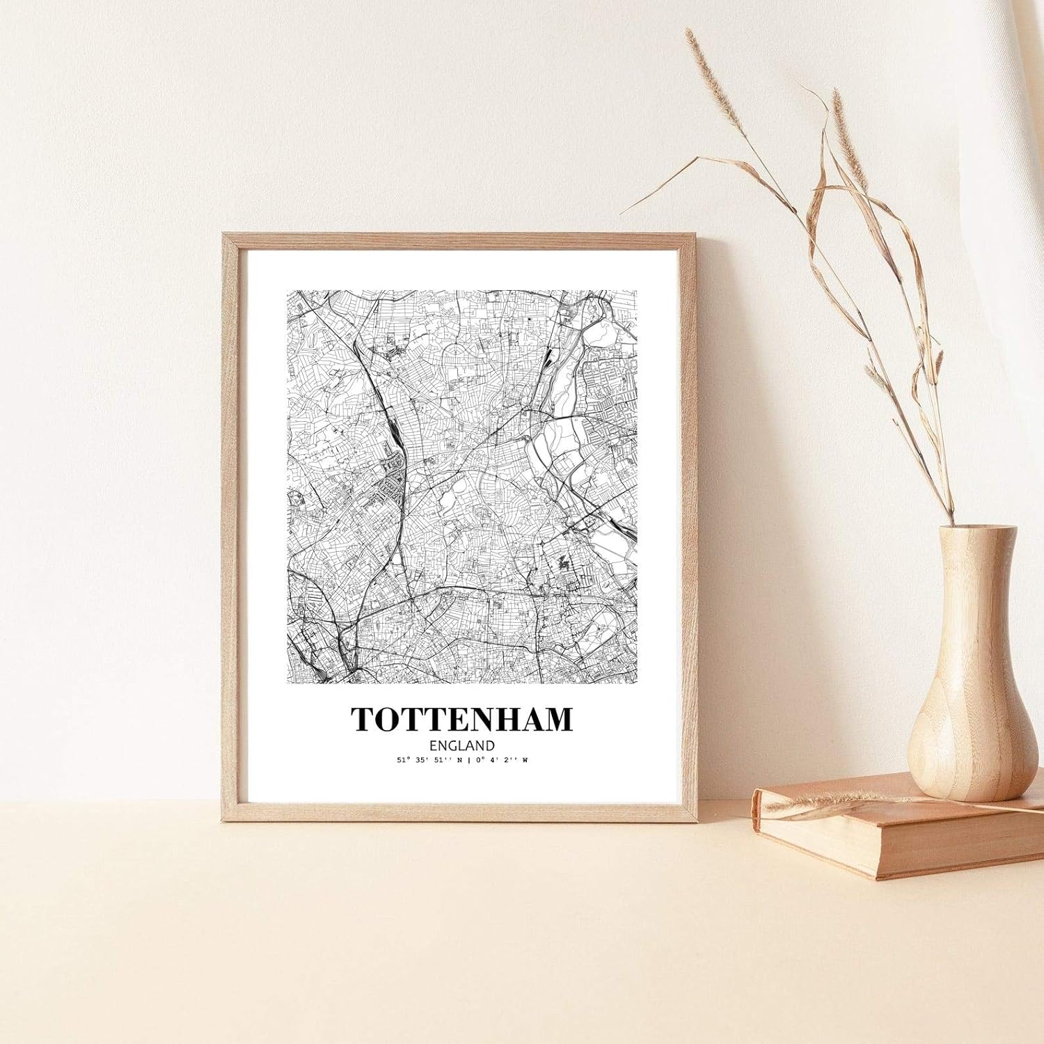 11 x 14 sin marco Tottenham Inglaterra vista de la ciudad abstracta camino moderno mapa arte impresión póster pared oficina decoración del hogar