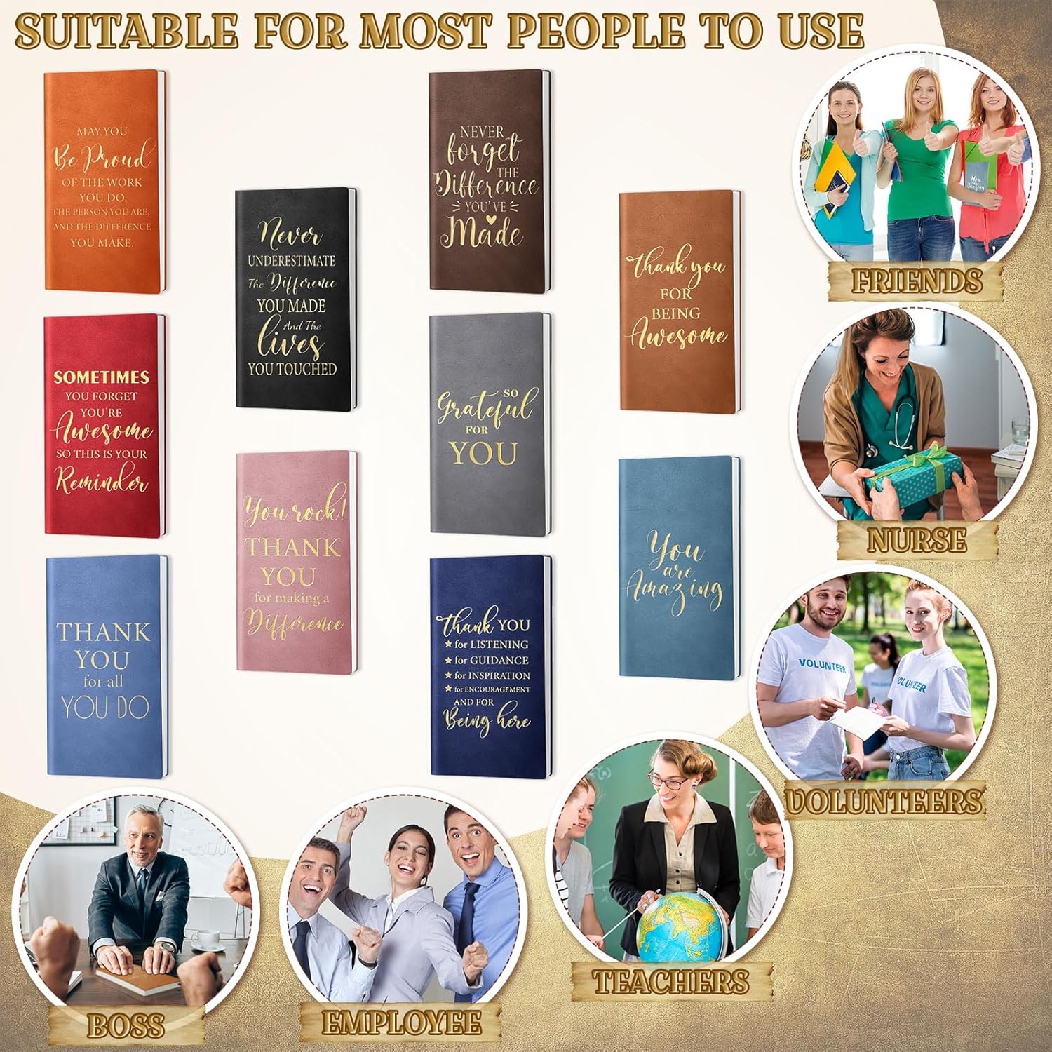 10 cuadernos inspiradores, regalos de agradecimiento a los empleados, bloc de notas pequeño a granel, diarios de piel sintética vintage para