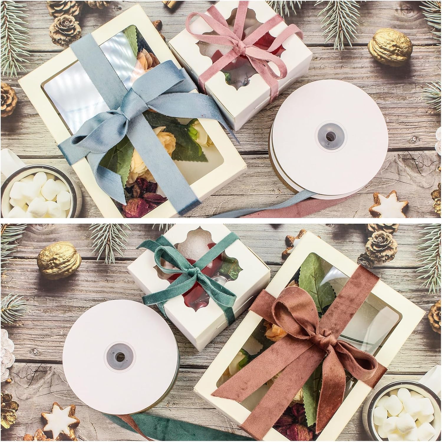 Cinta de terciopelo de doble cara verde polvoriento, 1 pulgada, 10 yardas, cintas de terciopelo para decoración de coronas de Navidad, envoltura de