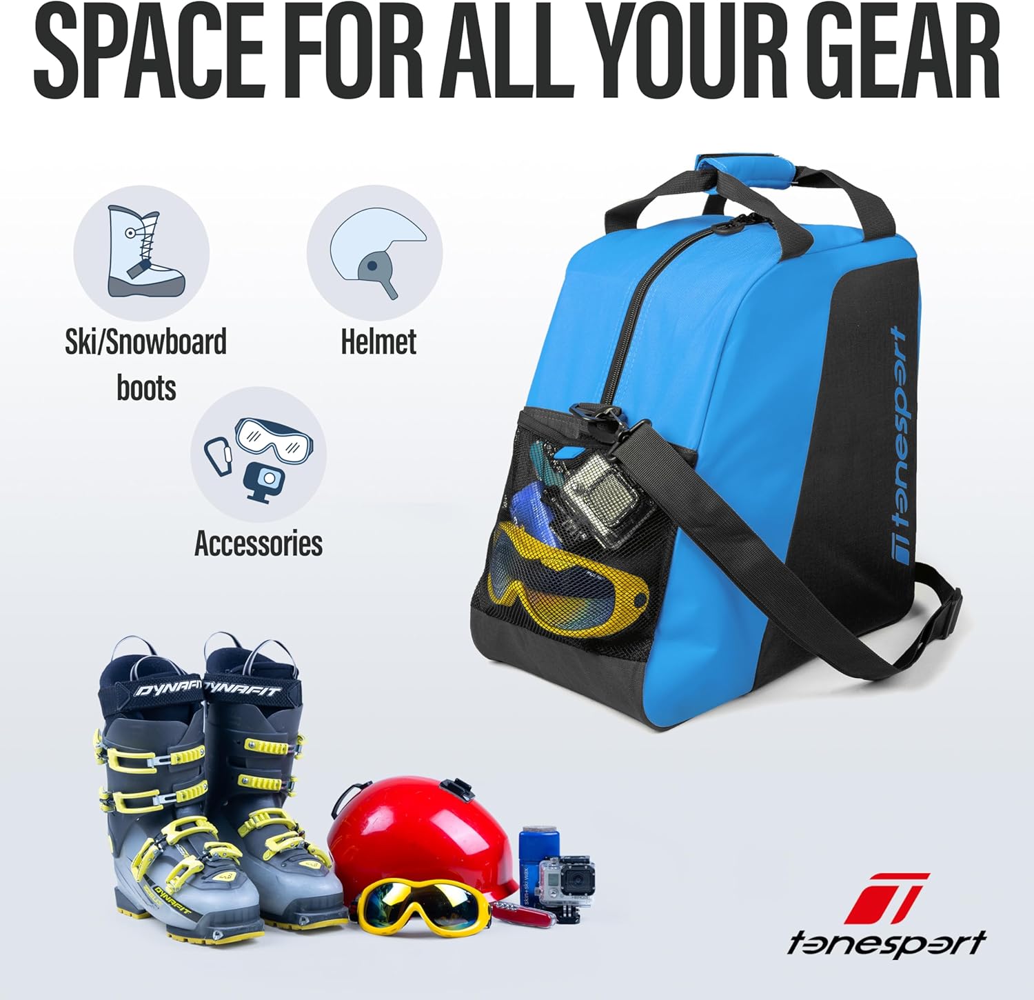 Tonesport Ski Boot Bag – Snowboard Boot Bag – Ski Boot and Helmet Gear Bag – Snowboard Gear Bag – Ski Boot Bag for Air Travel