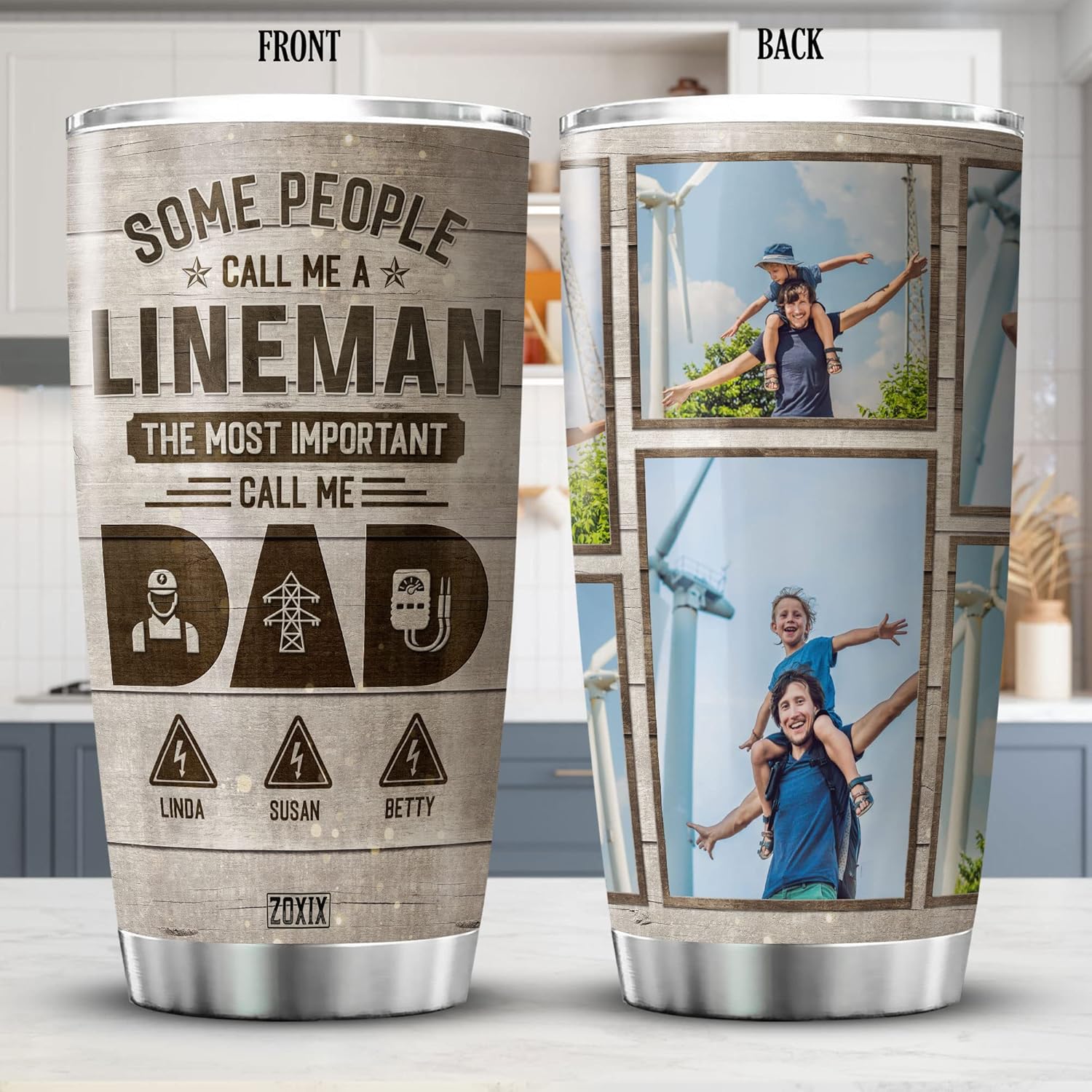 ZOXIX Vaso de café con texto en inglés Some People Call Me A Lineman para papá, taza personalizada con imagen y línea de texto, regalo para el