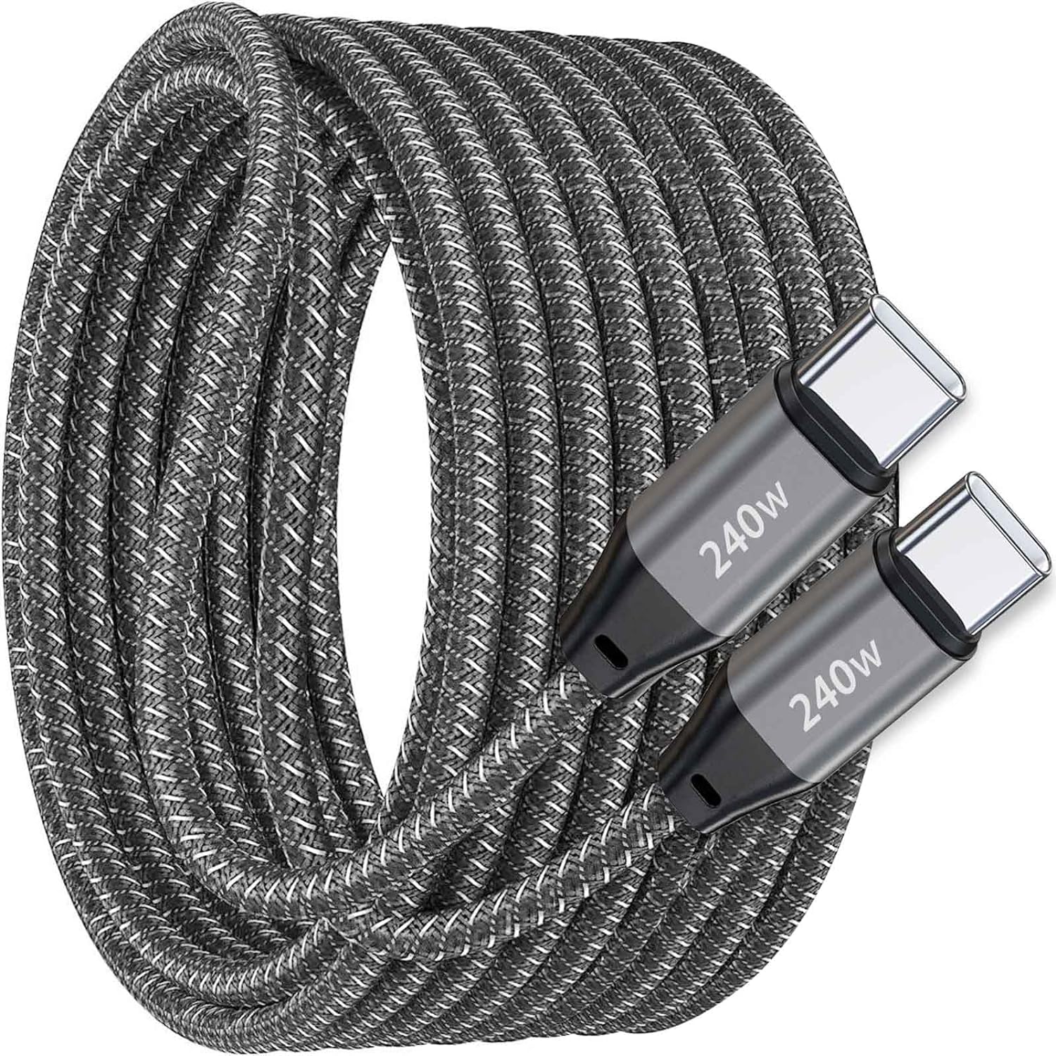 Cable USB-C a USB-C de 20 pies de 240 W, cargador tipo C a tipo C, cable de carga rápida MacBook compatible con MacBook Pro, iPad Air Mini 6,