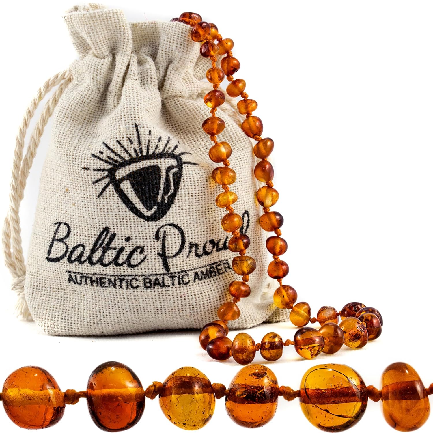 Baltic Proud Amber Necklace (Unisex Cognac Polished 12.5 Inches) – Certified Premium Quality Raw Baltic Sea Amber