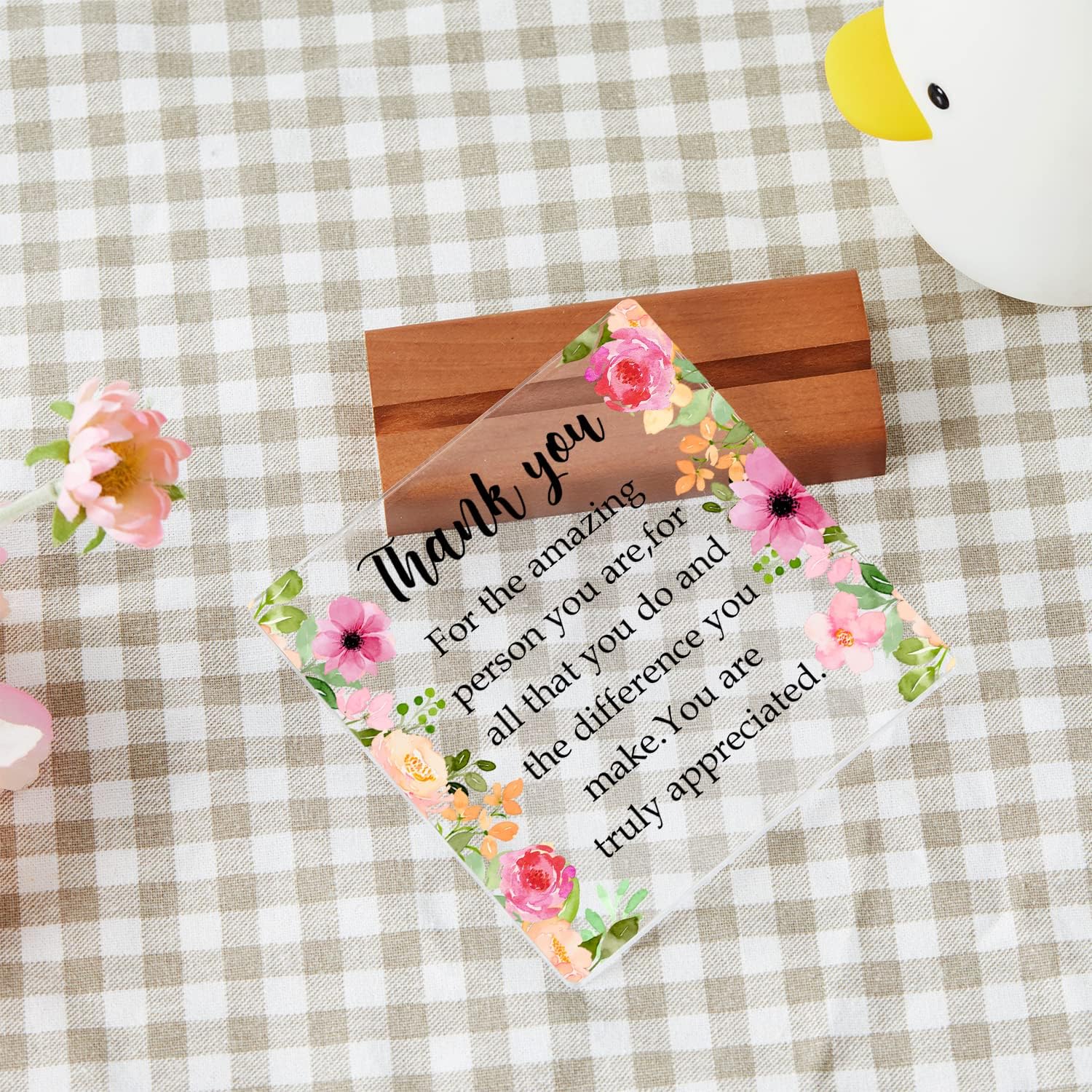 Cartel de agradecimiento de despedida para mujeres, hombres, amigos, jefes, regalo de jubilación, placa cuadrada de acrílico con soporte de madera