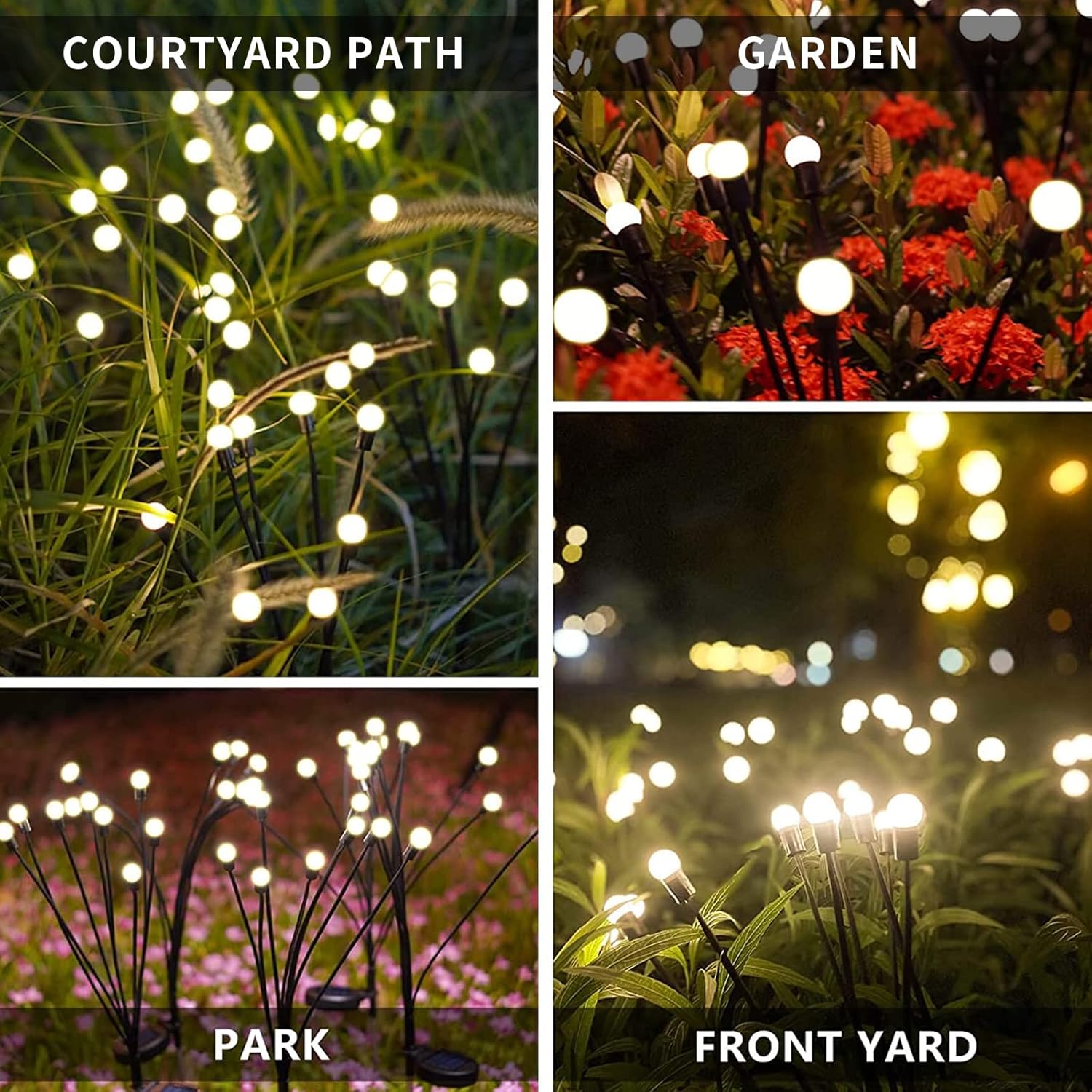 Anordsem Luces solares para decoración de jardín, paquete de 2 unidades, luces de luciérnaga para maceta, balcón, patio, árbol, patio trasero,