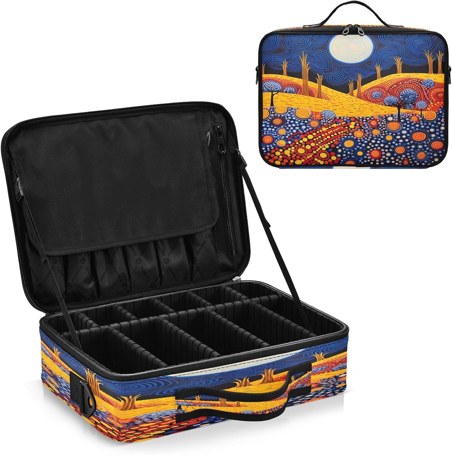 Art Dream Yellow Blue storage cosmetic travel make up bag up bag organizator large makeup bag neceser para maquillaje for women girl teen mom kids