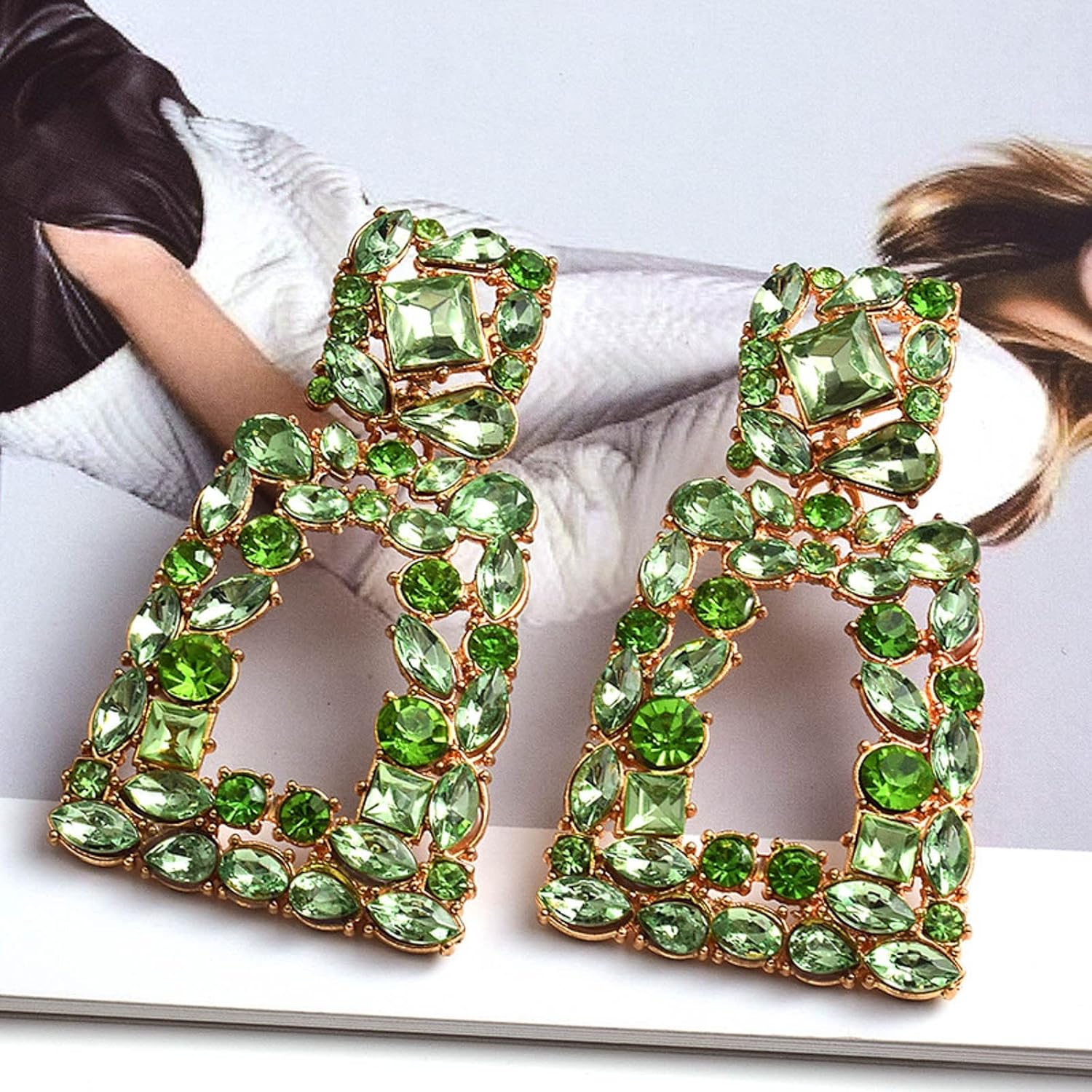 Pendientes colgantes de joyería para niñas, aretes de hoja verde, aretes de aro para regalo de cumpleaños de Navidad