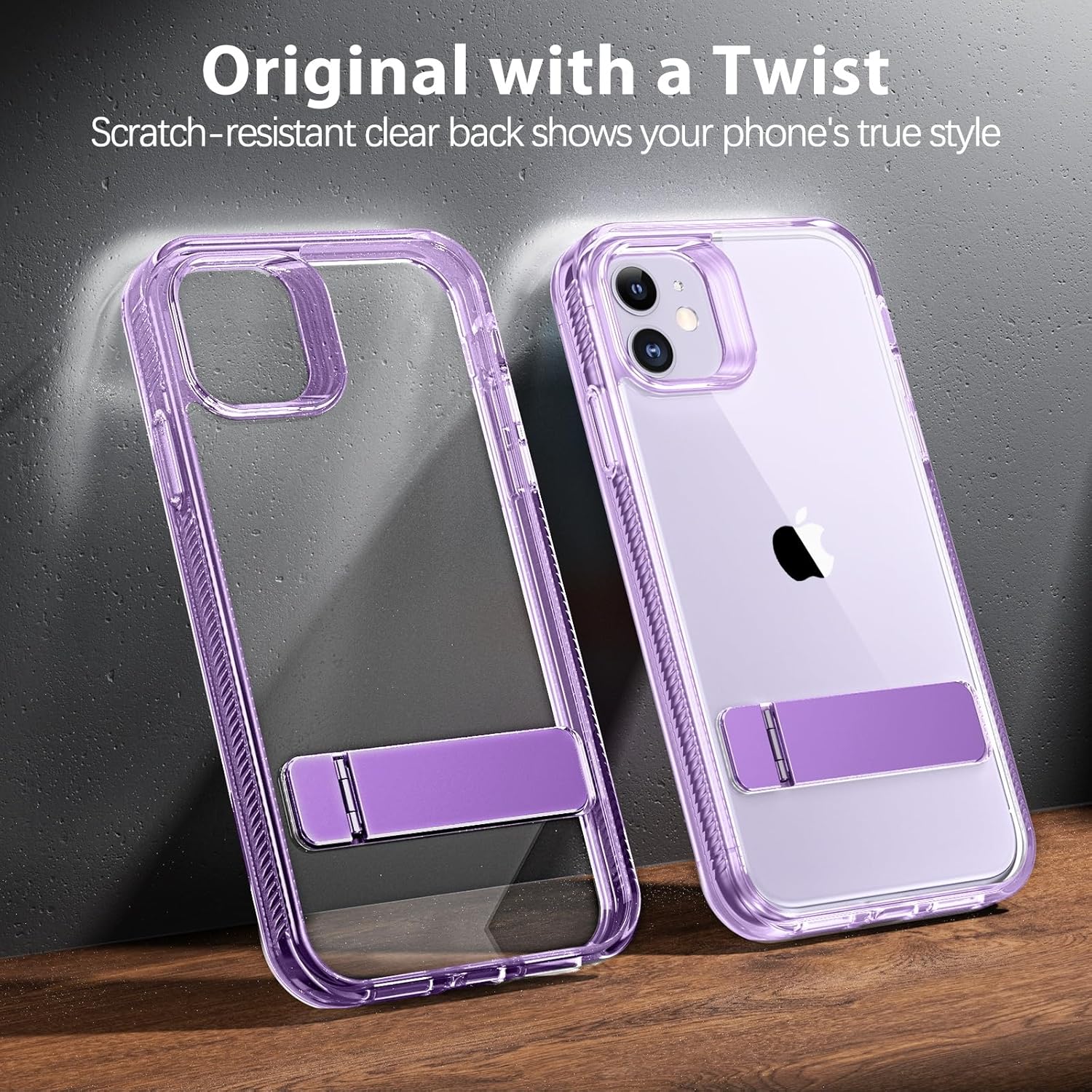 DUEDUE Funda diseñada para iPhone 11 con soporte, fundas para iPhone 11, delgada, a prueba de golpes, de metal, con función atril, a prueba de