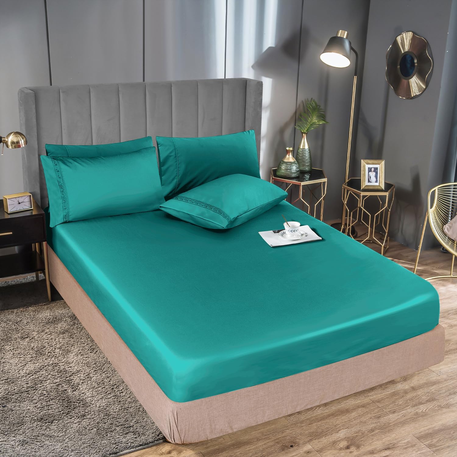 MCO Bedding Full Bed Sheets Set – Rayon Derived from Bamboo Sheets – Cooling Breathable Bedding Set with 16″ Deep Pocket Design (6 Pieces, Full,