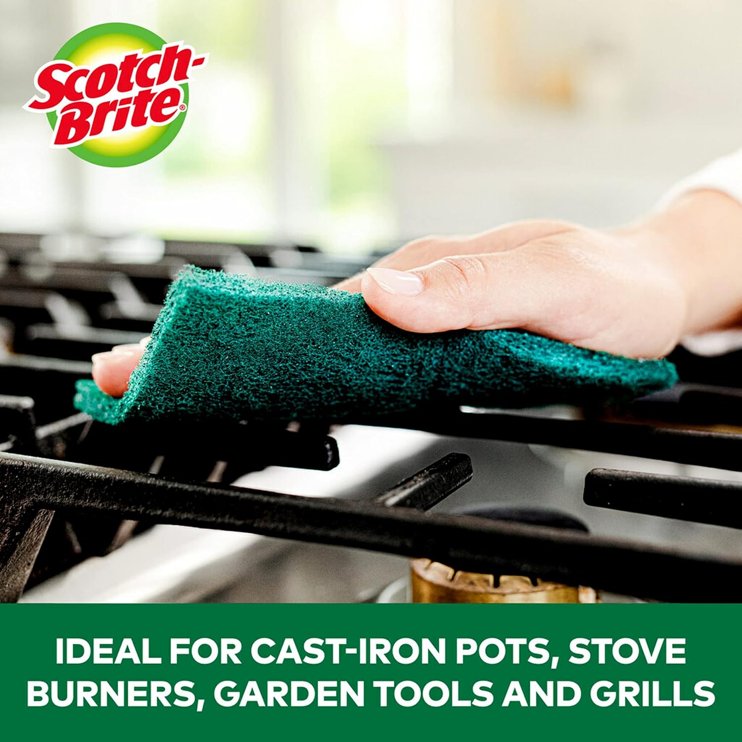 Scotch-Brite – Estropajos resistentes, ideales para herramientas de jardín y parrillas, 8 unidades (paquete de 1), color verde