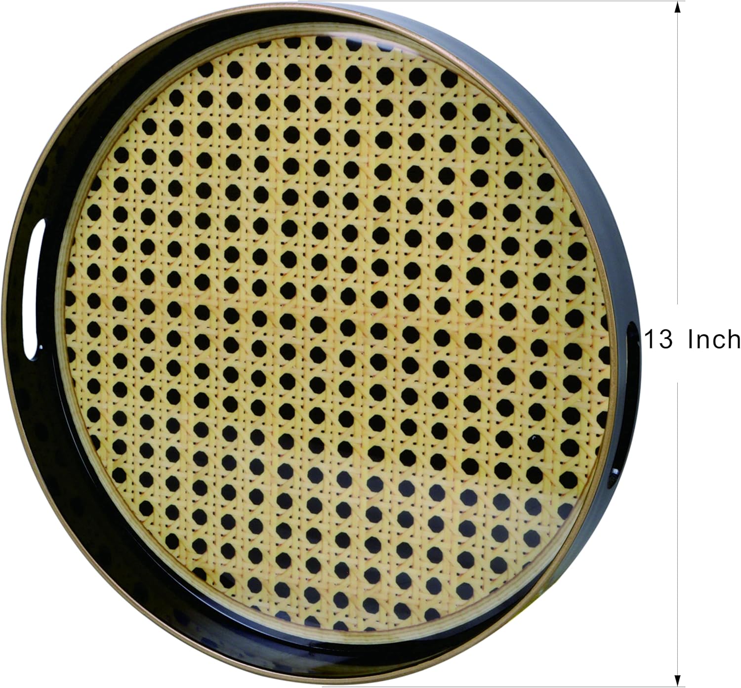 Zosenley Bandeja decorativa redonda, bandeja de plástico marmoleado con asas, moderna bandeja de tocador y bandeja para servir otomana, mesa