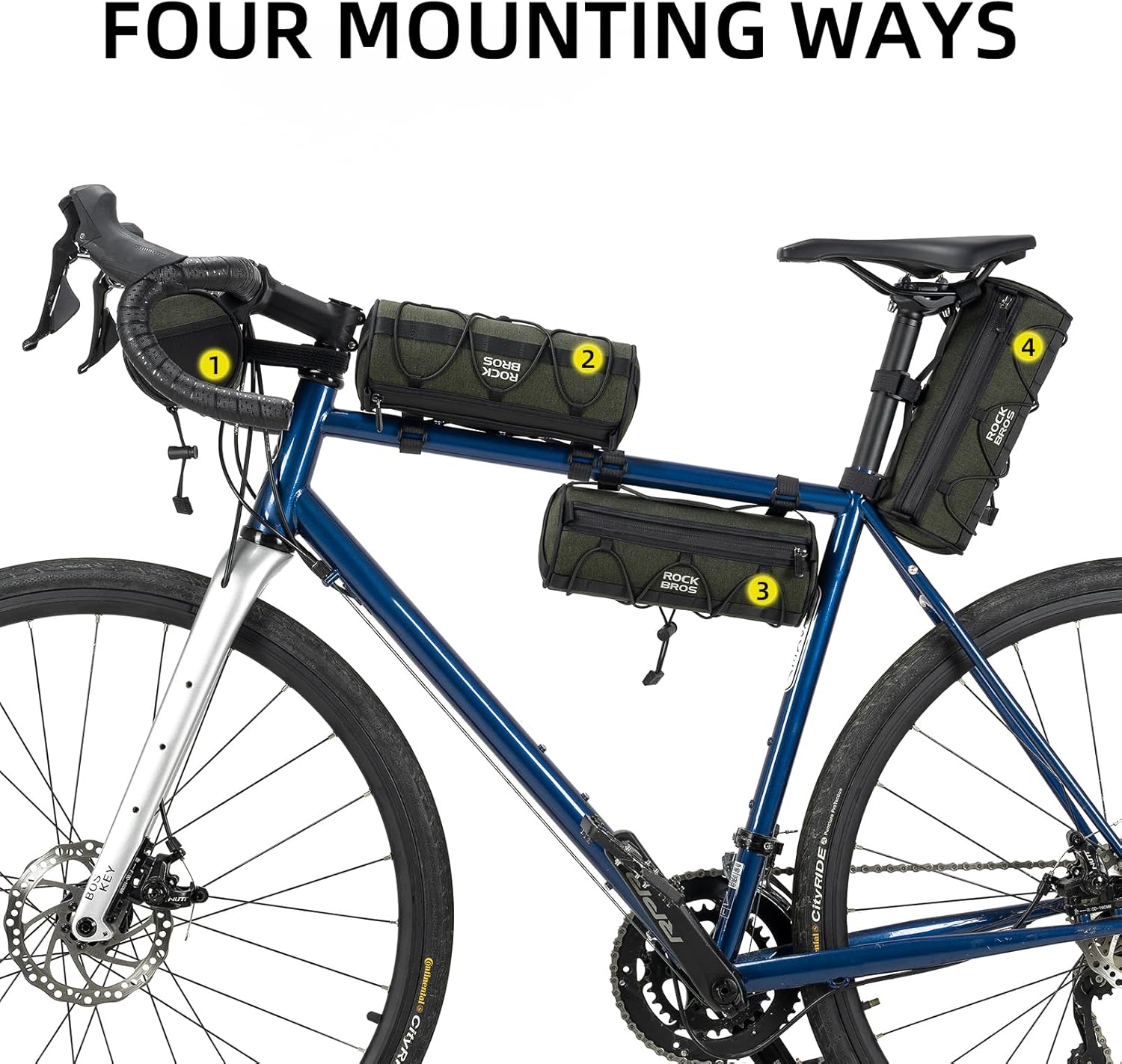 ROCKBROS Bolsa para manillar de bicicleta, bolsa pequeña para manillar de bicicleta, práctica bolsa de almacenamiento para manillar con correa para
